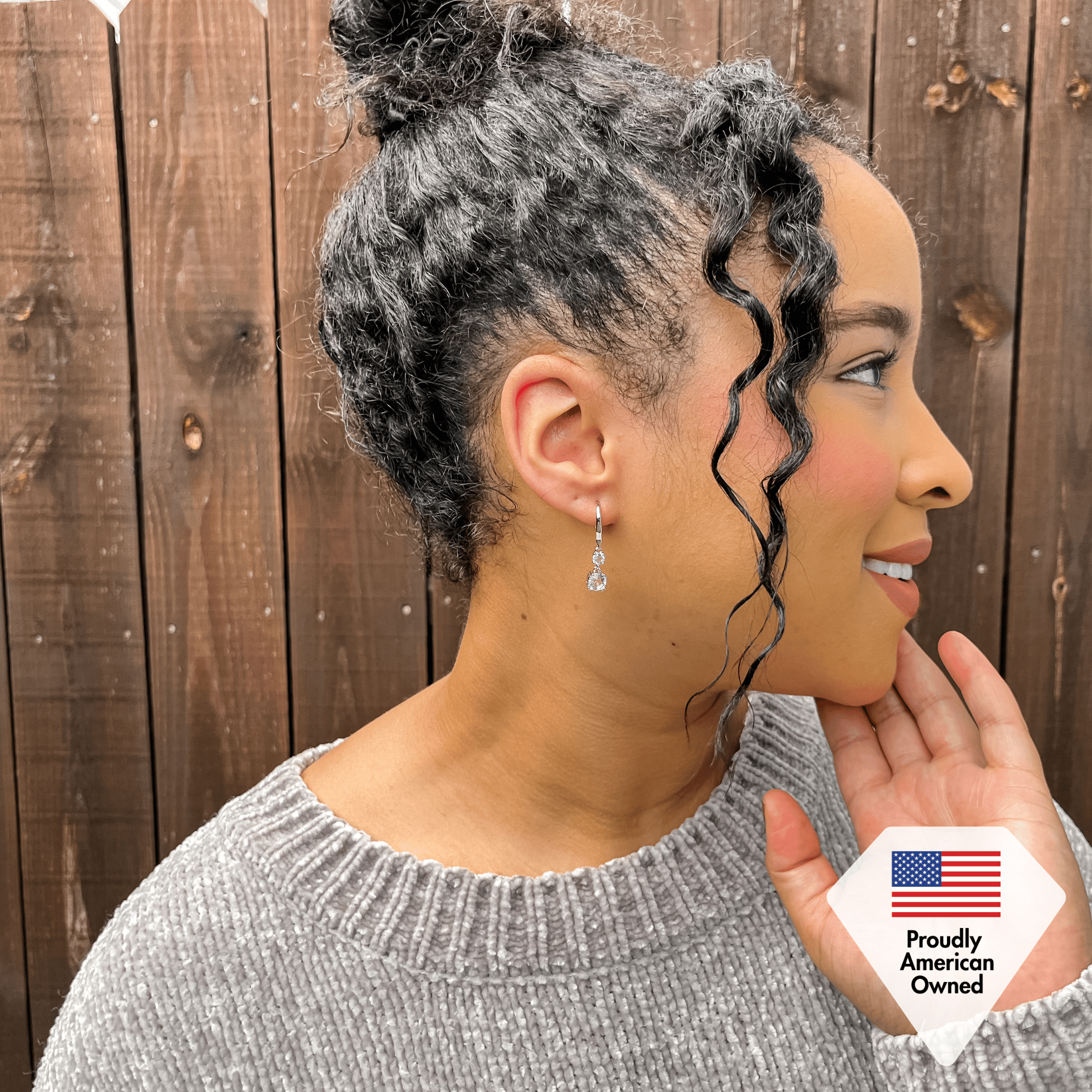 Kadence 18k 白金镀水晶吊坠耳环