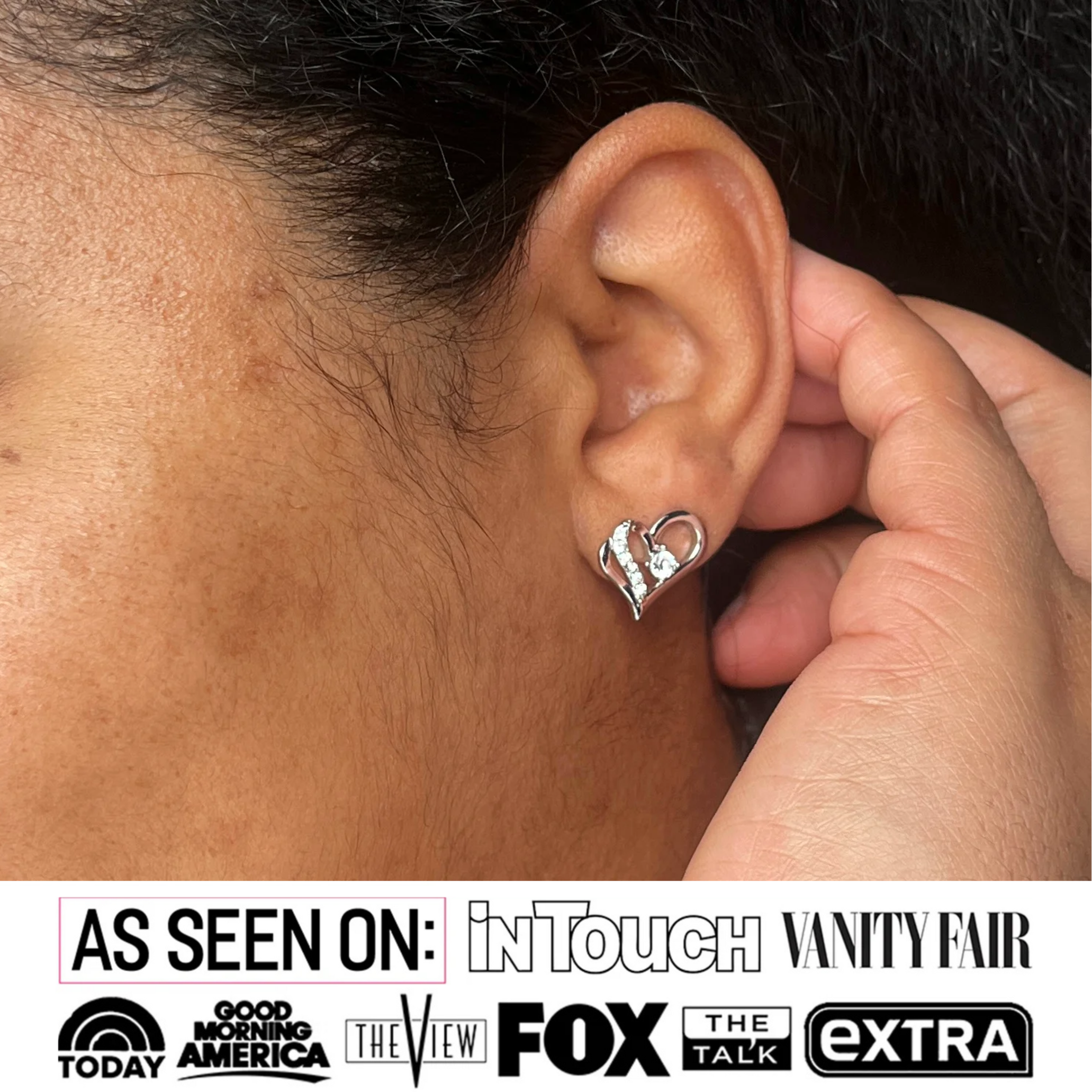 Kara 18k White Gold Plated Silver Heart Stud Earrings with Swarovski Crystals