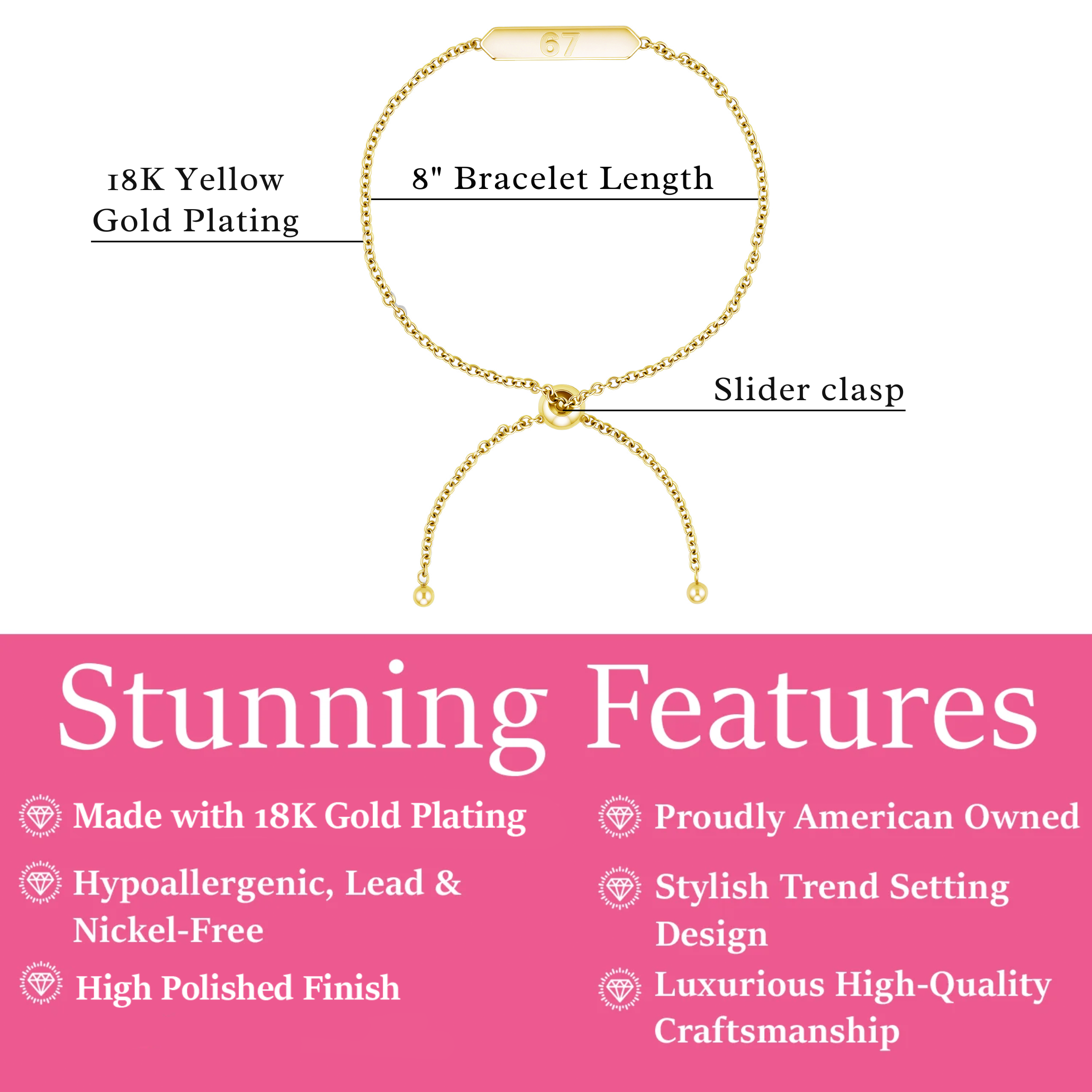 Kathryn 18k White Gold Plated 67 Bracelet for Women