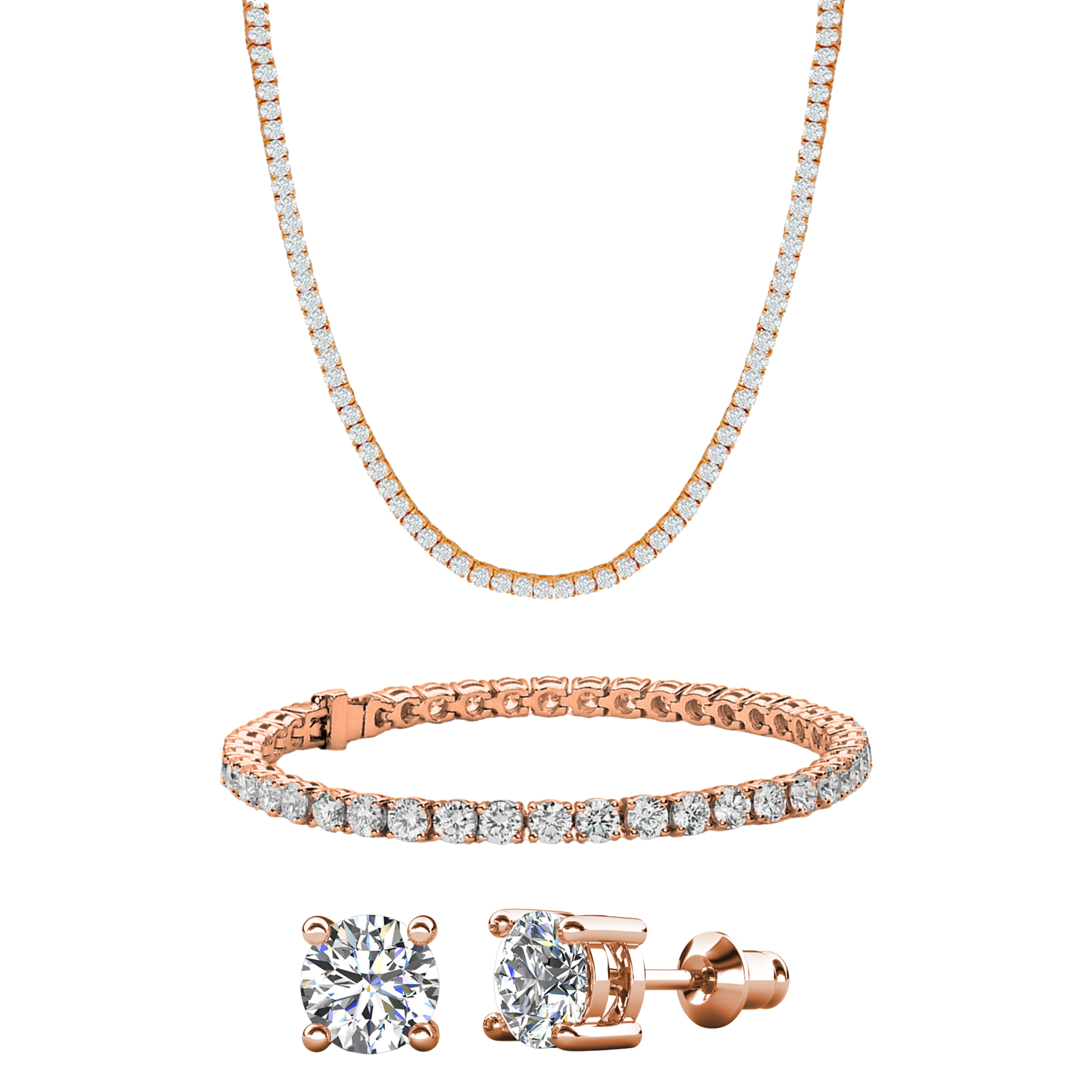 Kaylee 18k White Gold Plated Jewelry Set with Simulated Diamond Crystals (Pack of 3)