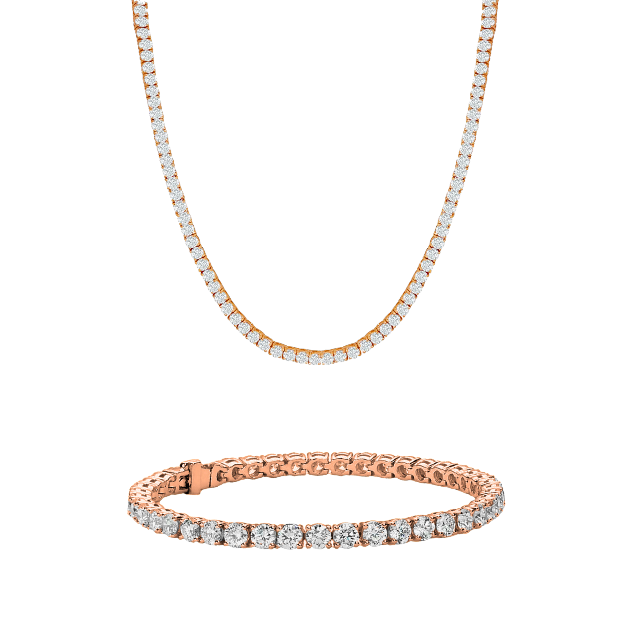 Kaylee 18k White Gold Plated Tennis Bracelet and Necklace Set with Simulated Diamond Crystals