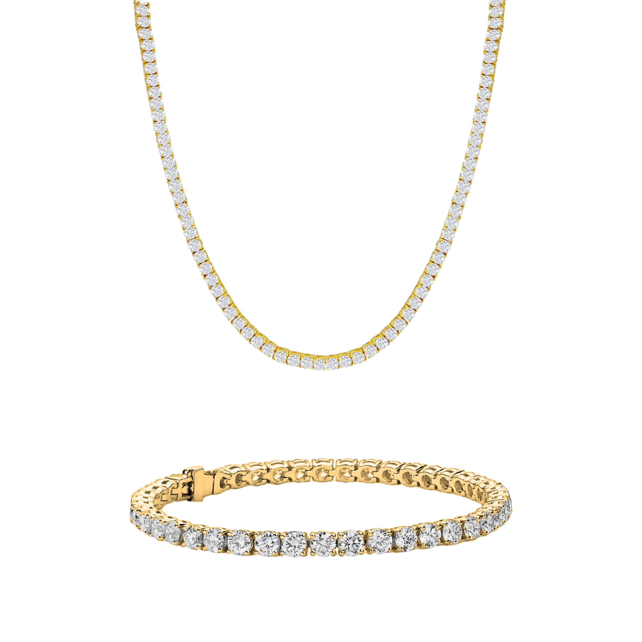 Kaylee 18k White Gold Plated Tennis Bracelet and Necklace Set with Simulated Diamond Crystals