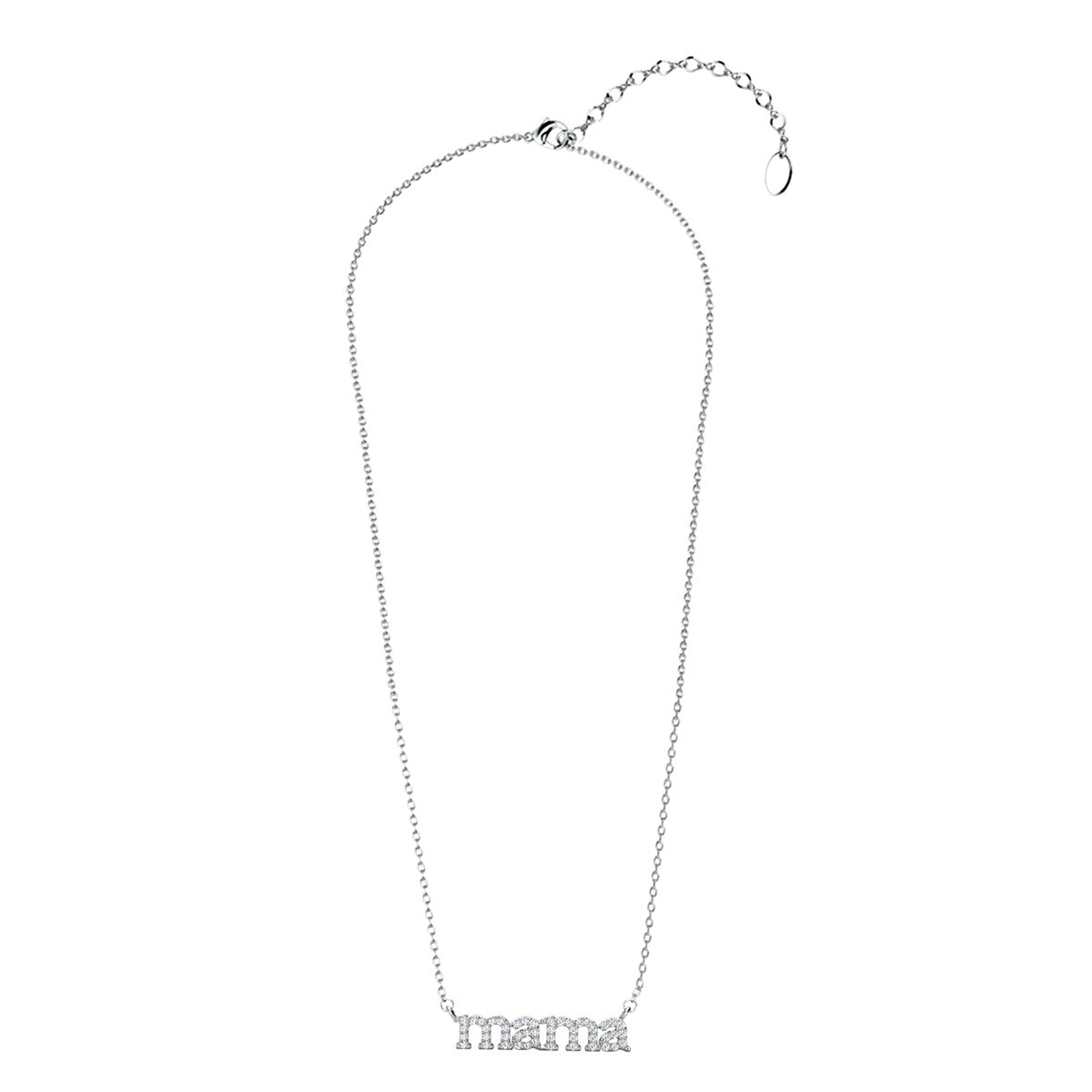 Kelly 18k White Gold Plated Mama Necklace with Swarovski Crystals