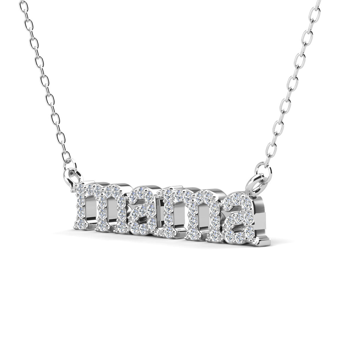Kelly 18k White Gold Plated Mama Necklace with Swarovski Crystals