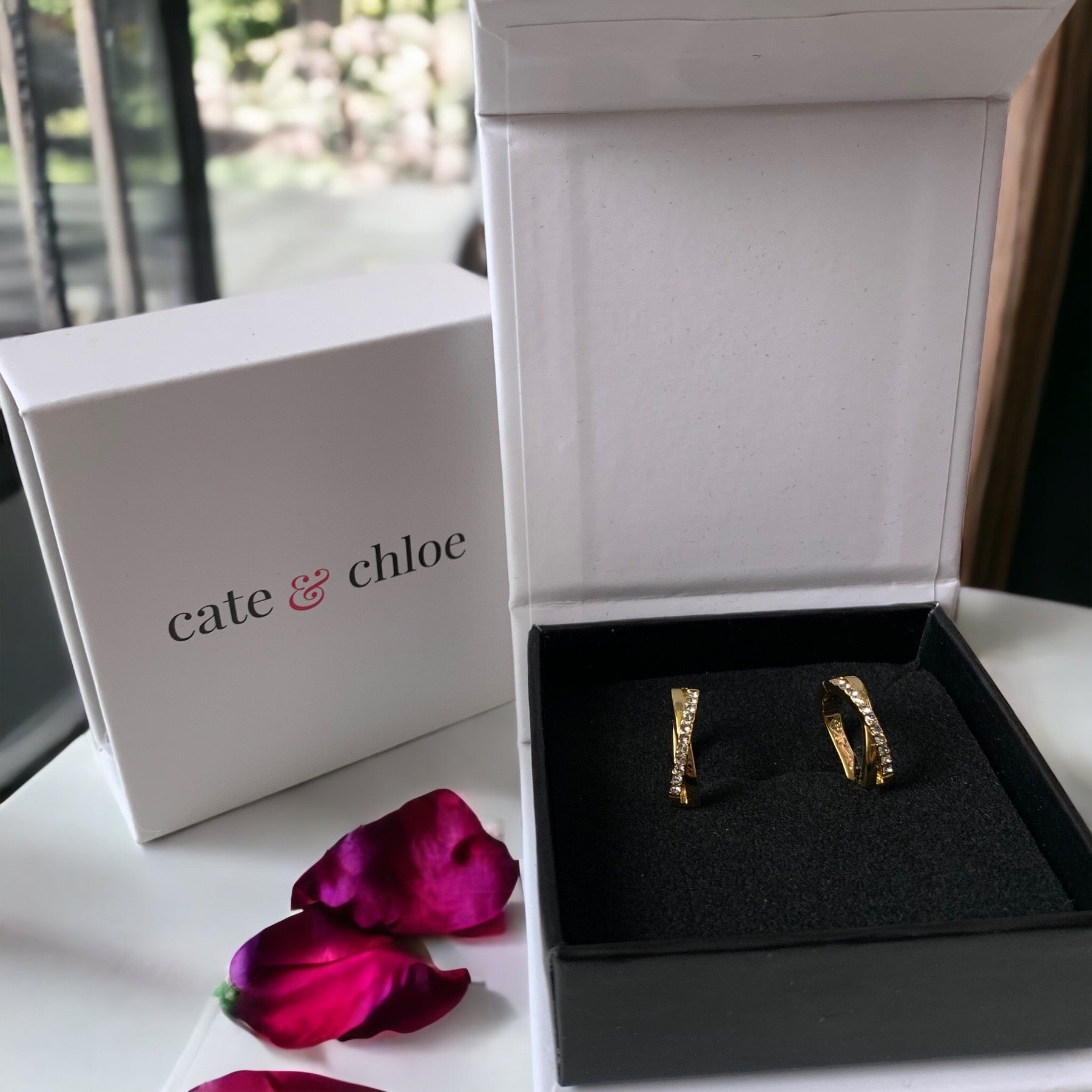 Pack of 3 - Amaya 18k Gold Plated 16mm Hoop Earrings with Swarovski Crystals