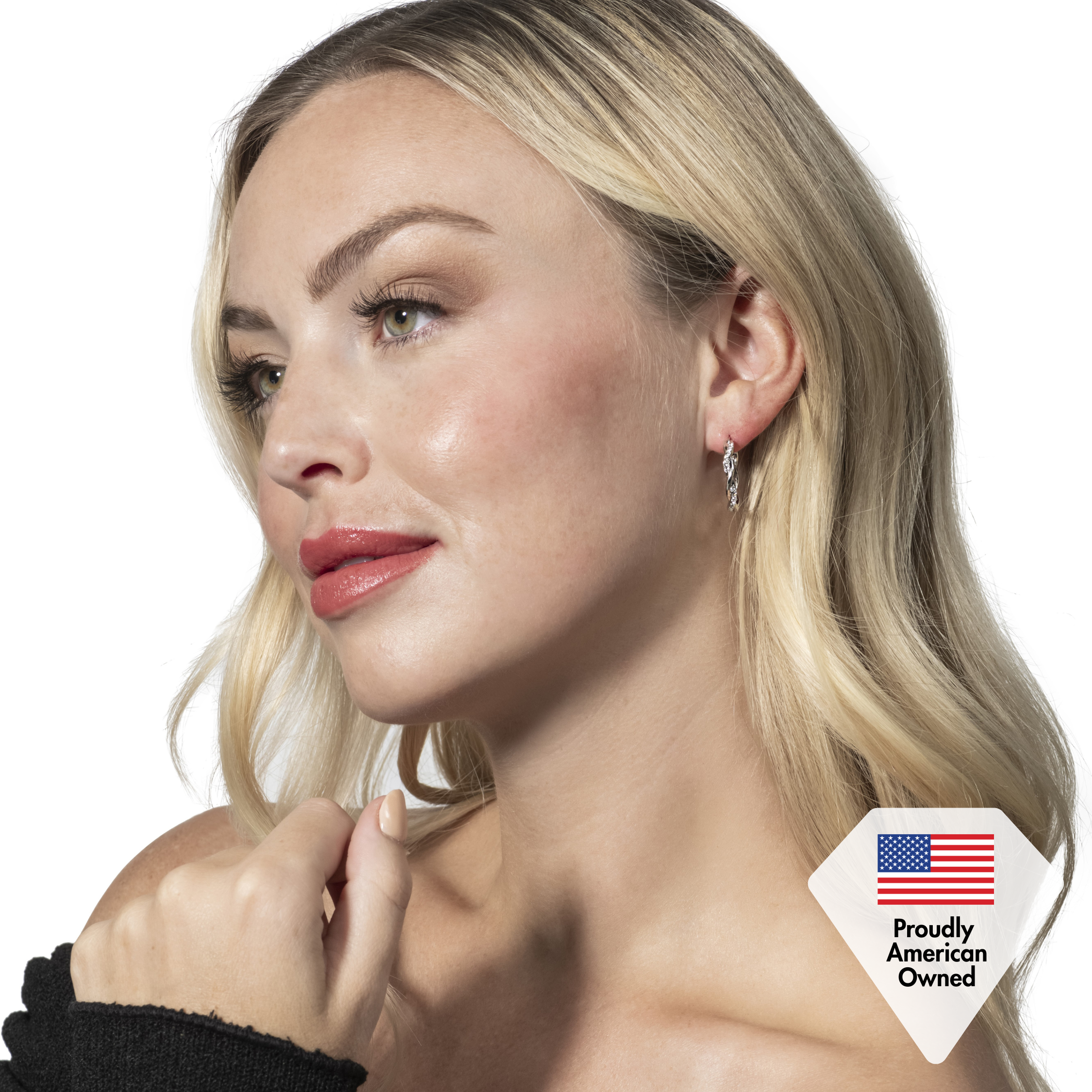 Bianca, Nadia, Lauren 18k White Gold Plated Hoop Earrings with Swarovski Crystals (3 Pair Set)