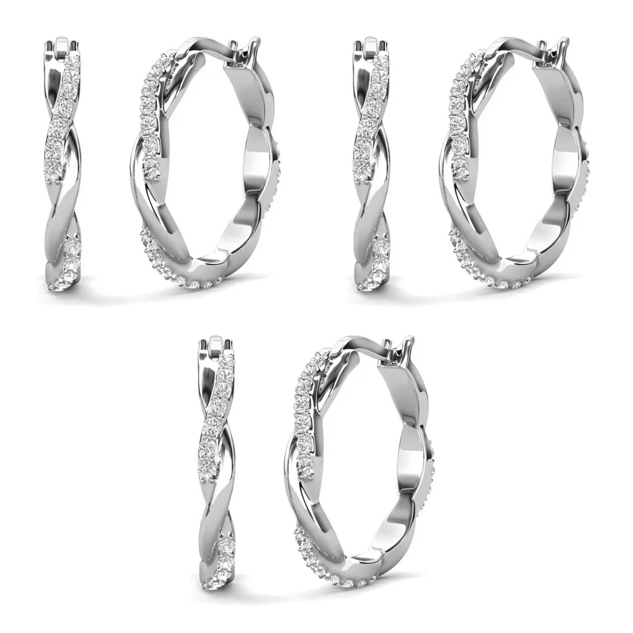 Lauren 18k White Gold Plated 22mm Twisted Hoop Earrings with Swarovski Crystals