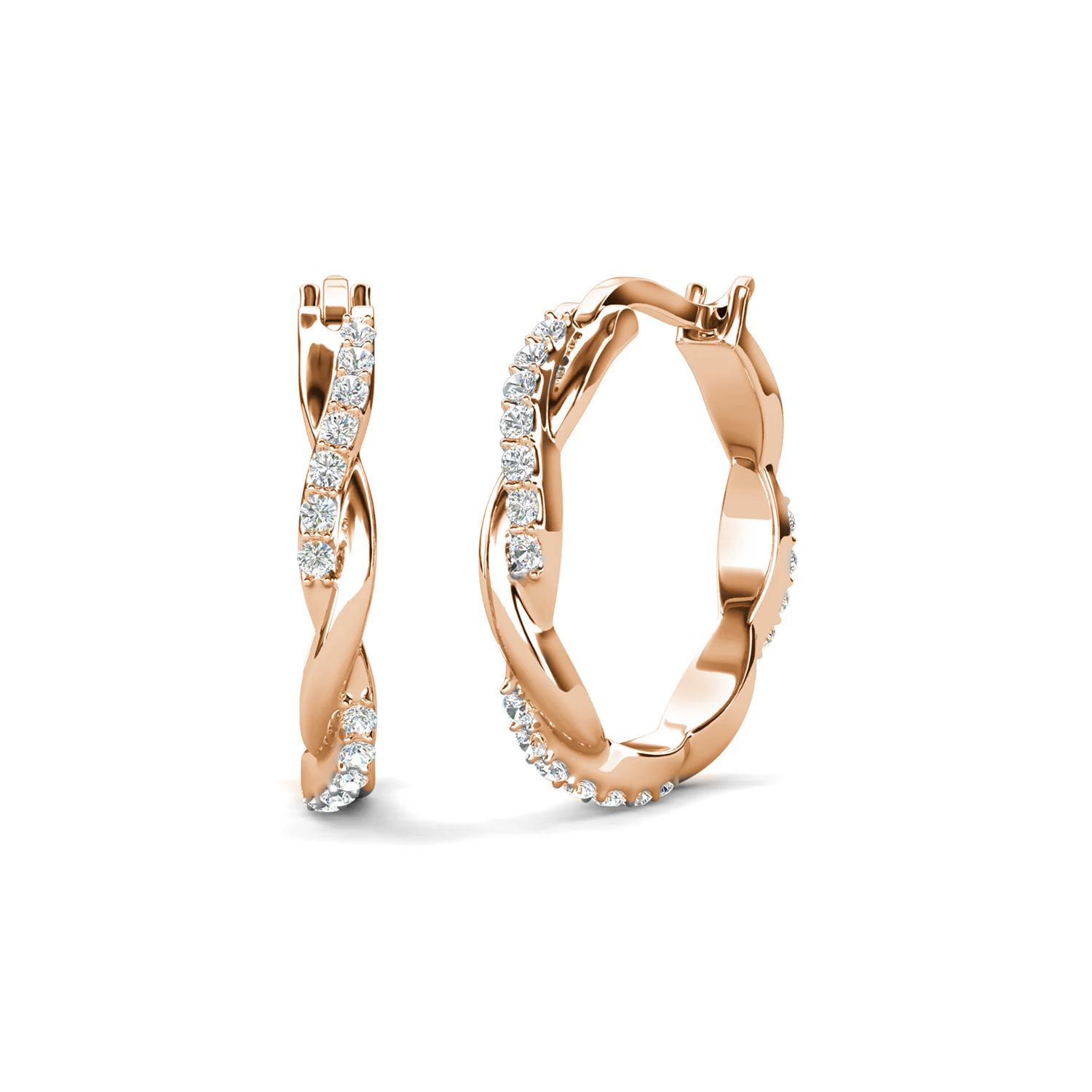 9ct White Gold Twisted Creole Hoop Earrings – 2mm Tube – Sleeper Style