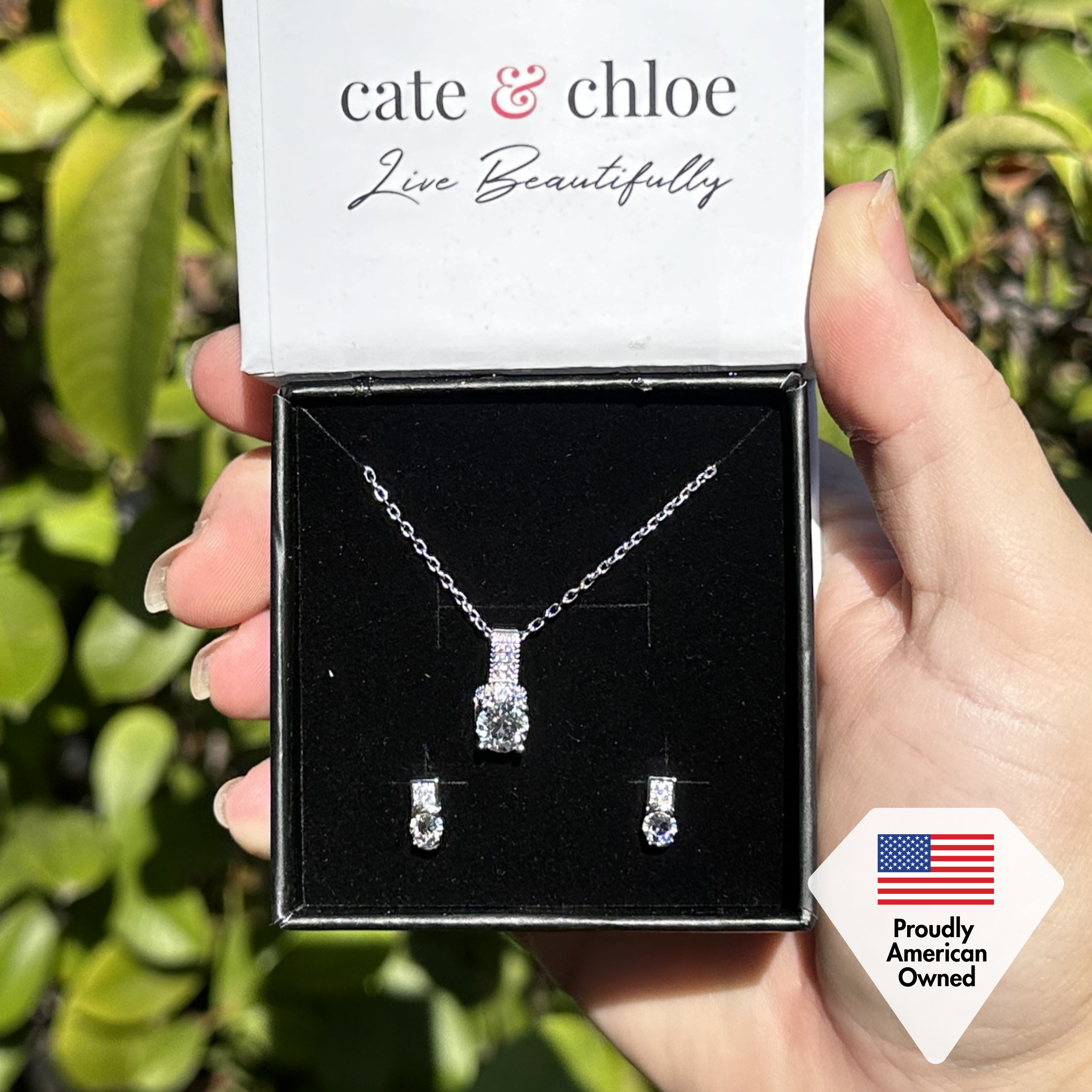 Laya 18k 白金镀金水晶耳钉