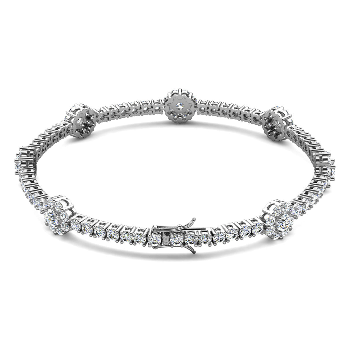 Leah 18k White Gold Plated Tennis Bracelet with Simulated Diamond Crystals