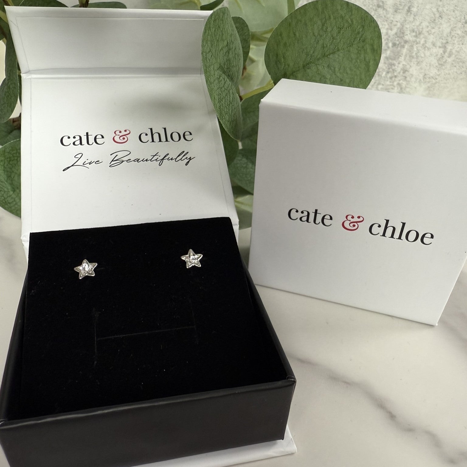 Lealani 18k White Gold Plated Stud Earrings with Swarovski Crystals