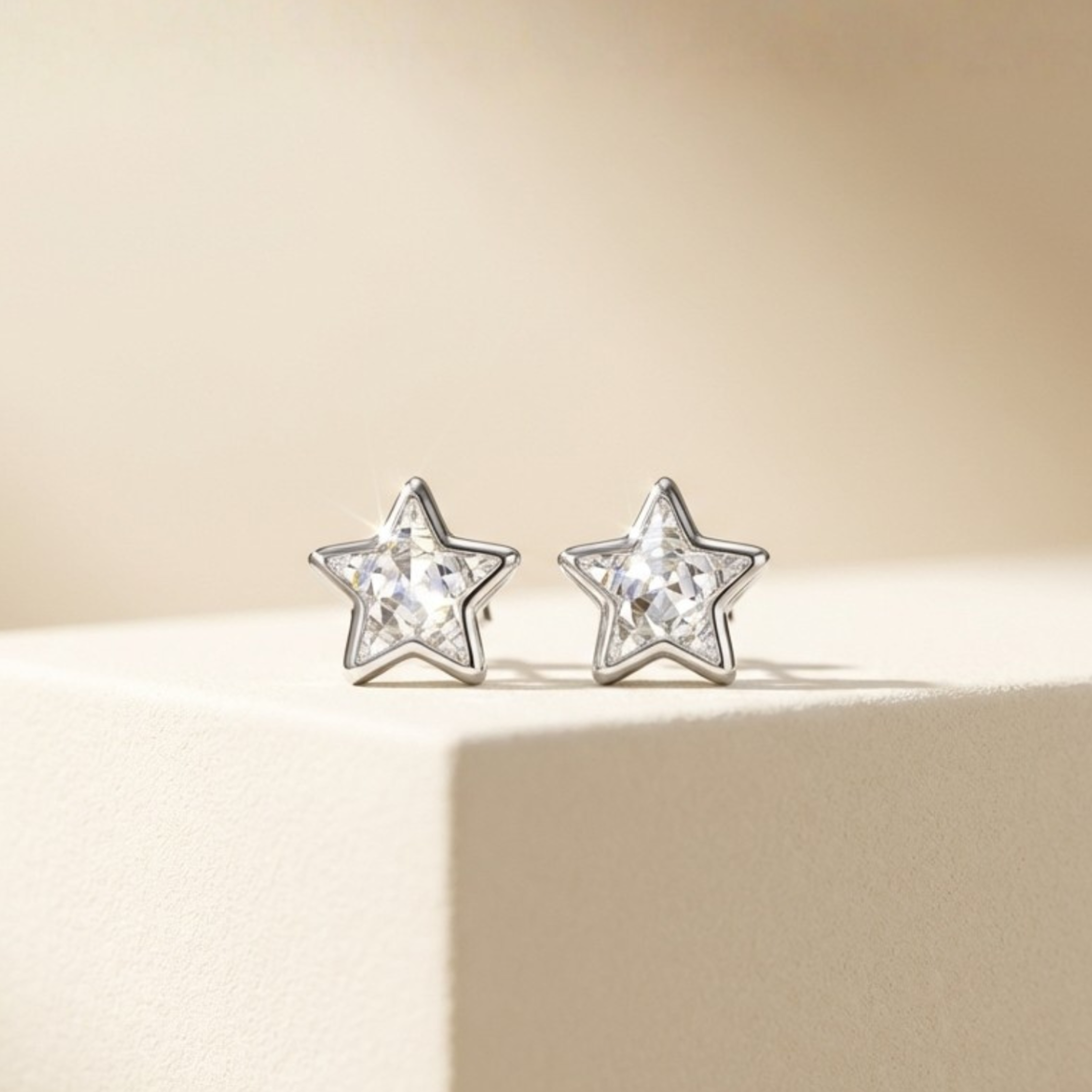 Lealani 18k White Gold Plated Stud Earrings with Swarovski Crystals - Fab Fav