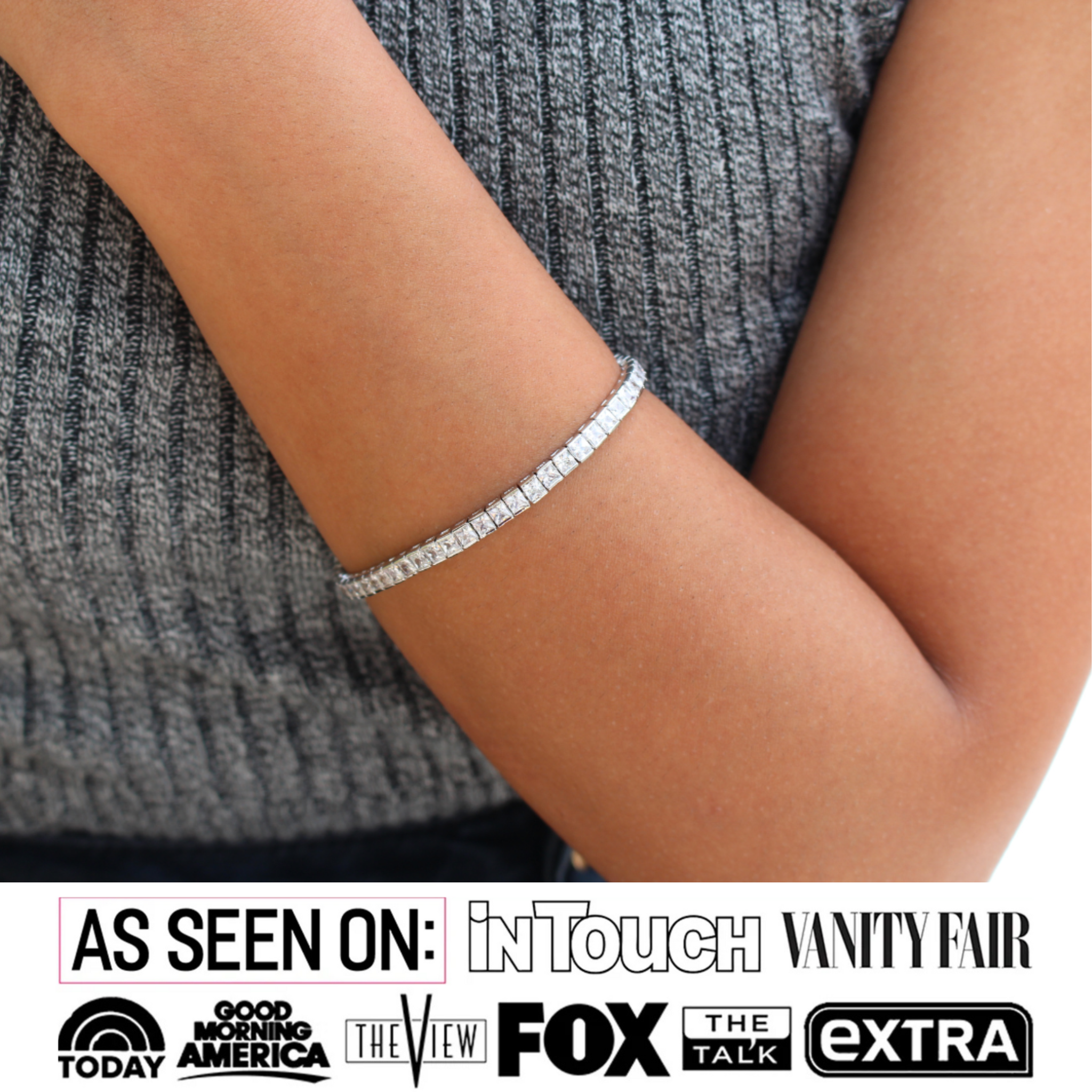 Cate & Chloe Jewelry | Leila 18k White Gold Plated CZ Tennis Bracelet