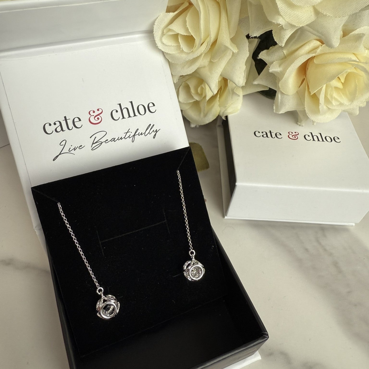 Lena 18k White Gold Dangle Earrings with Swarovski Crystals