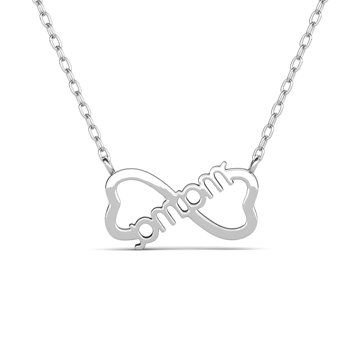 Lisa 18k White Gold Plated Infinity Mom Heart Necklace with Swarovski Crystals