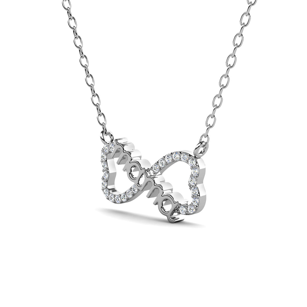 Lisa 18k White Gold Plated Infinity Mom Heart Necklace with Swarovski Crystals