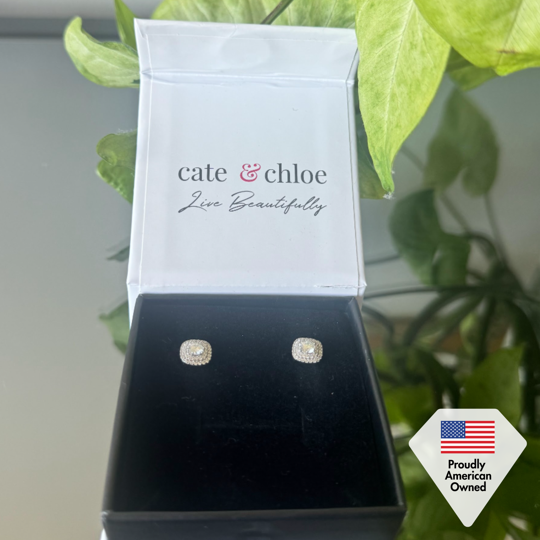 Moissanite by Cate & Chloe Lucy 18k Gold Plated 925 Sterling Silver Stud Earrings 1.0tcw