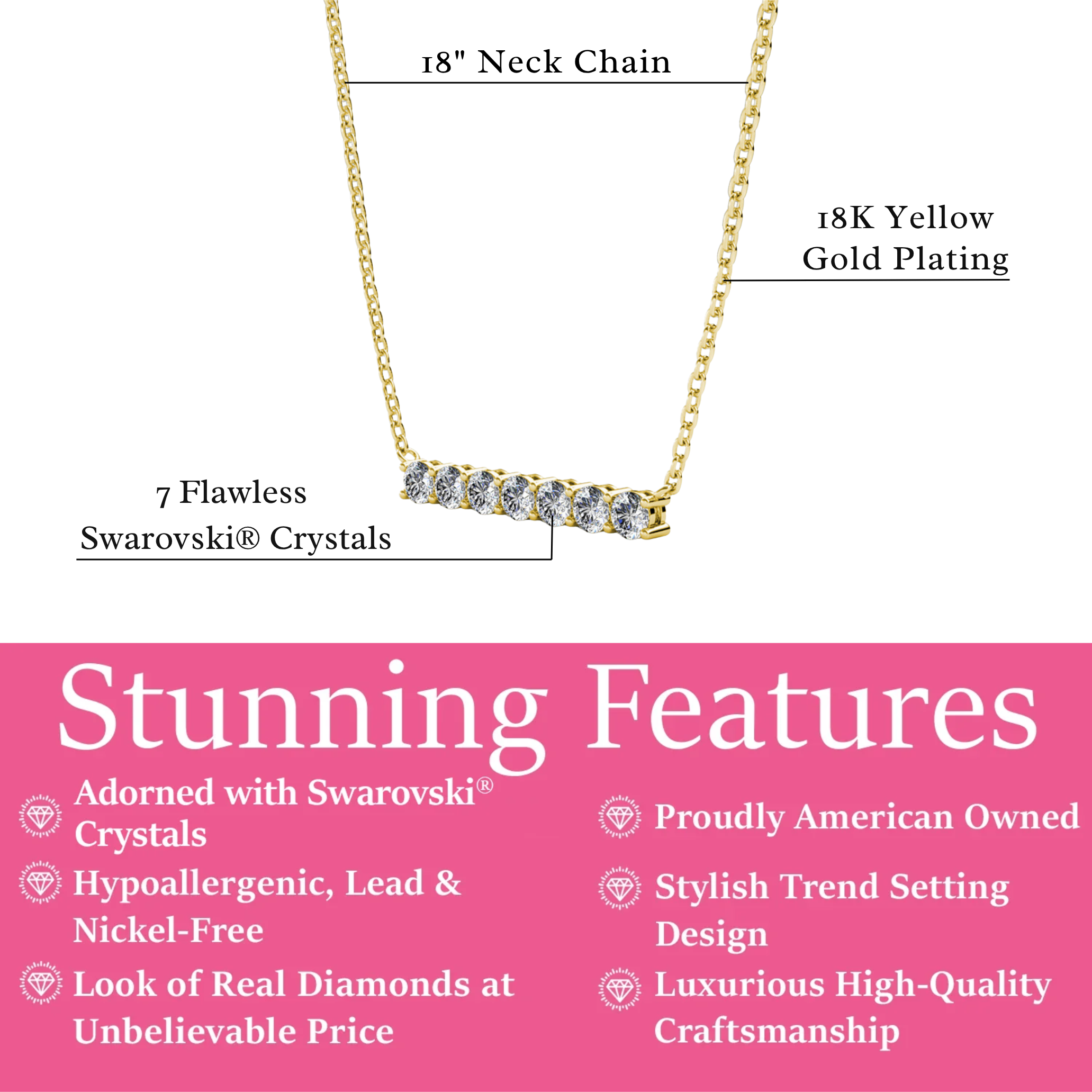 Lynn 18k White Gold Plated Necklace with Swarovski Crystals