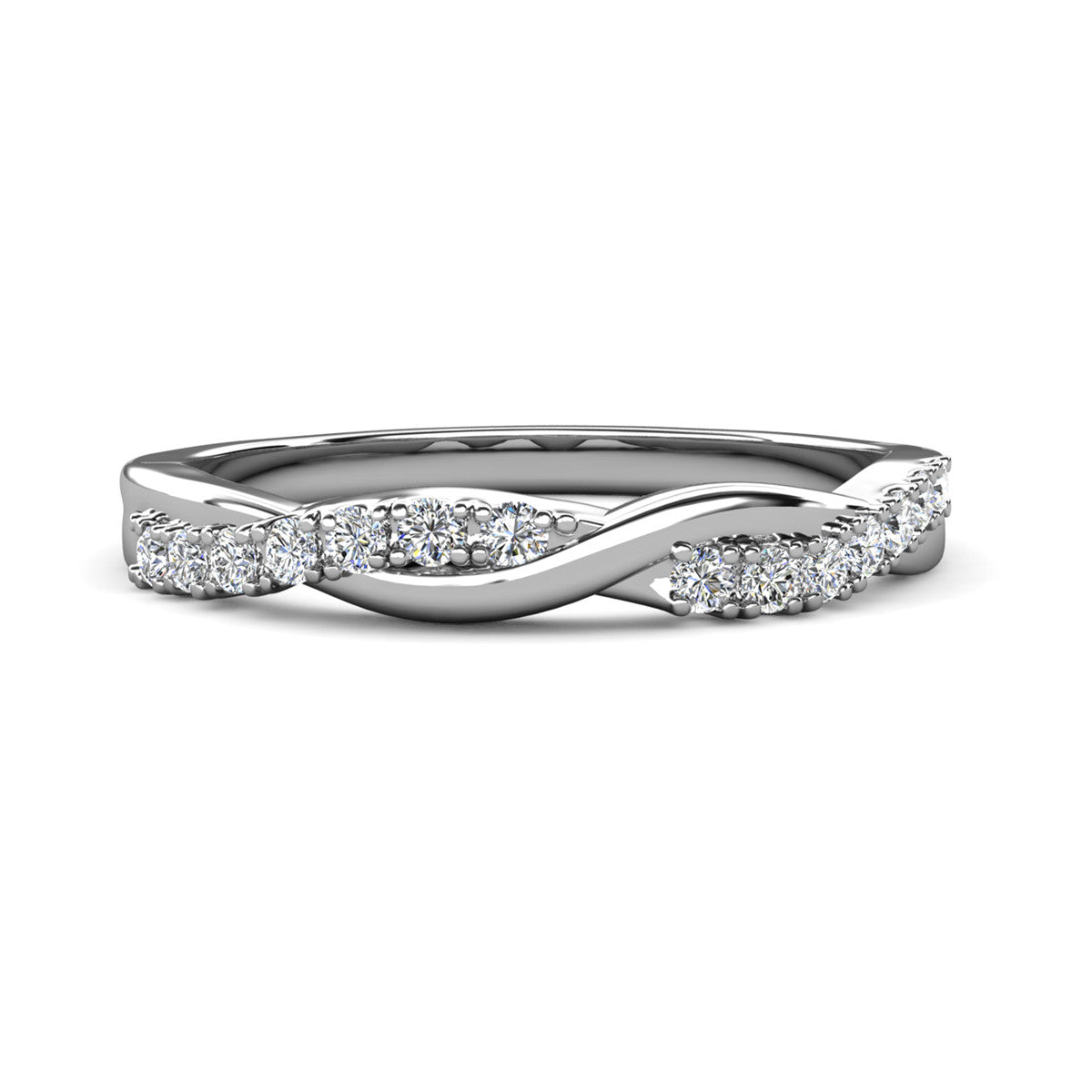 Moissanite by Cate & Chloe Avery Sterling Silver Ring with Moissanite and 5A Cubic Zirconia Crystals