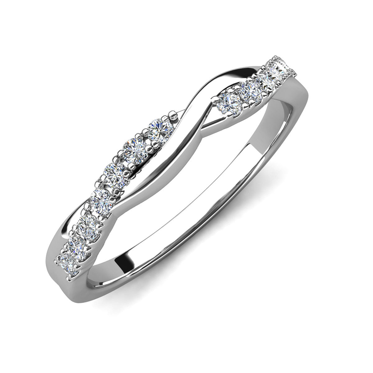 Moissanite by Cate & Chloe Avery Sterling Silver Ring with Moissanite and 5A Cubic Zirconia Crystals