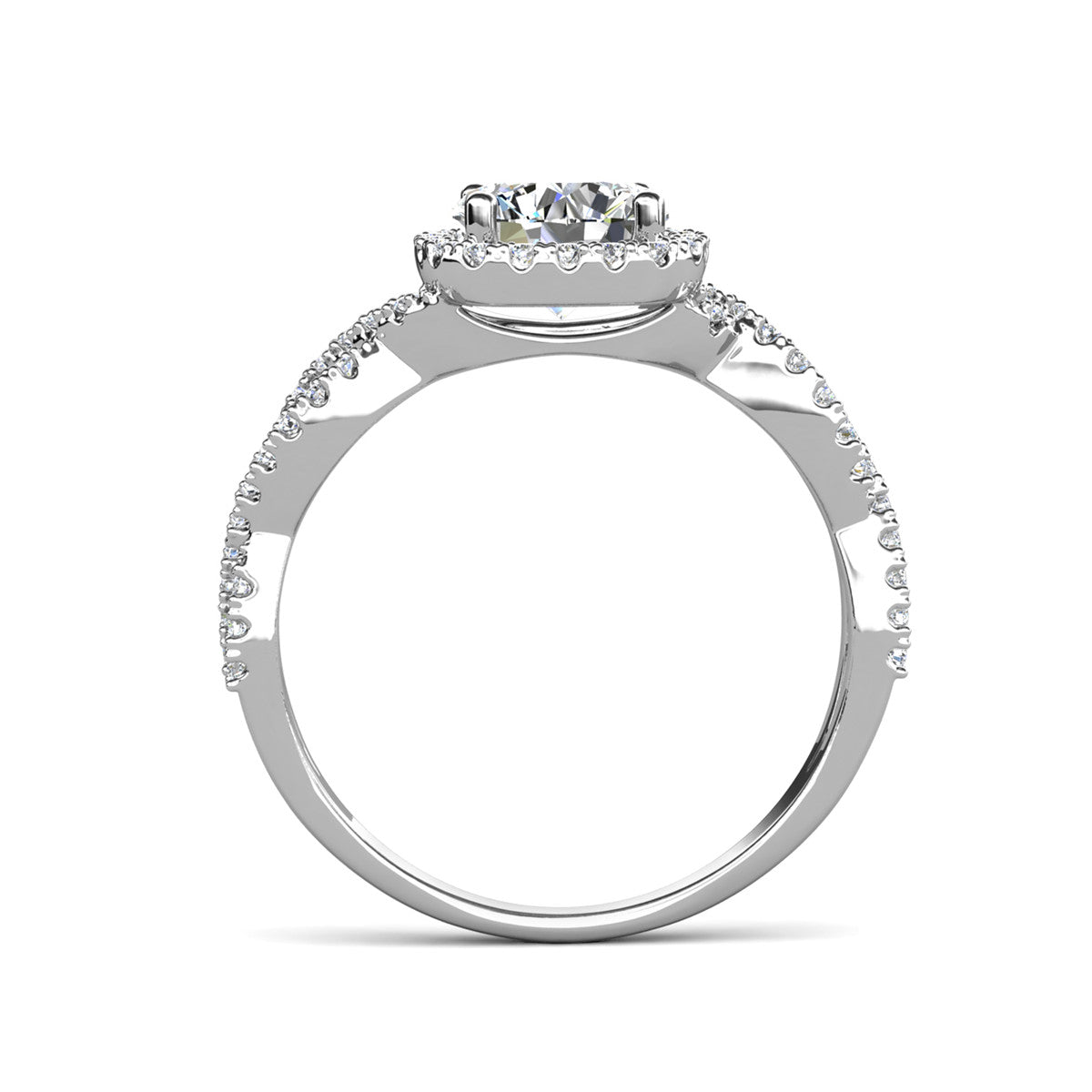 Moissanite by Cate & Chloe Octavia 0.84ctw Round Cut 925 Sterling Silver 18K White Gold Plated Forever Engagement Ring
