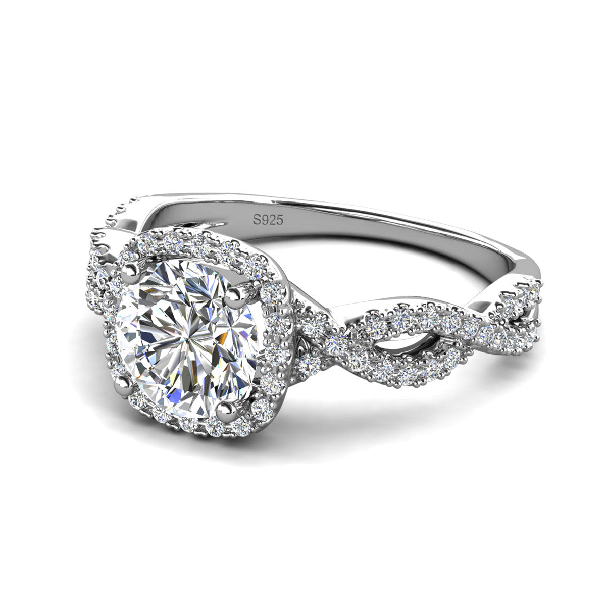 Moissanite by Cate & Chloe Octavia 0.84ctw Round Cut 925 Sterling Silver 18K White Gold Plated Forever Engagement Ring