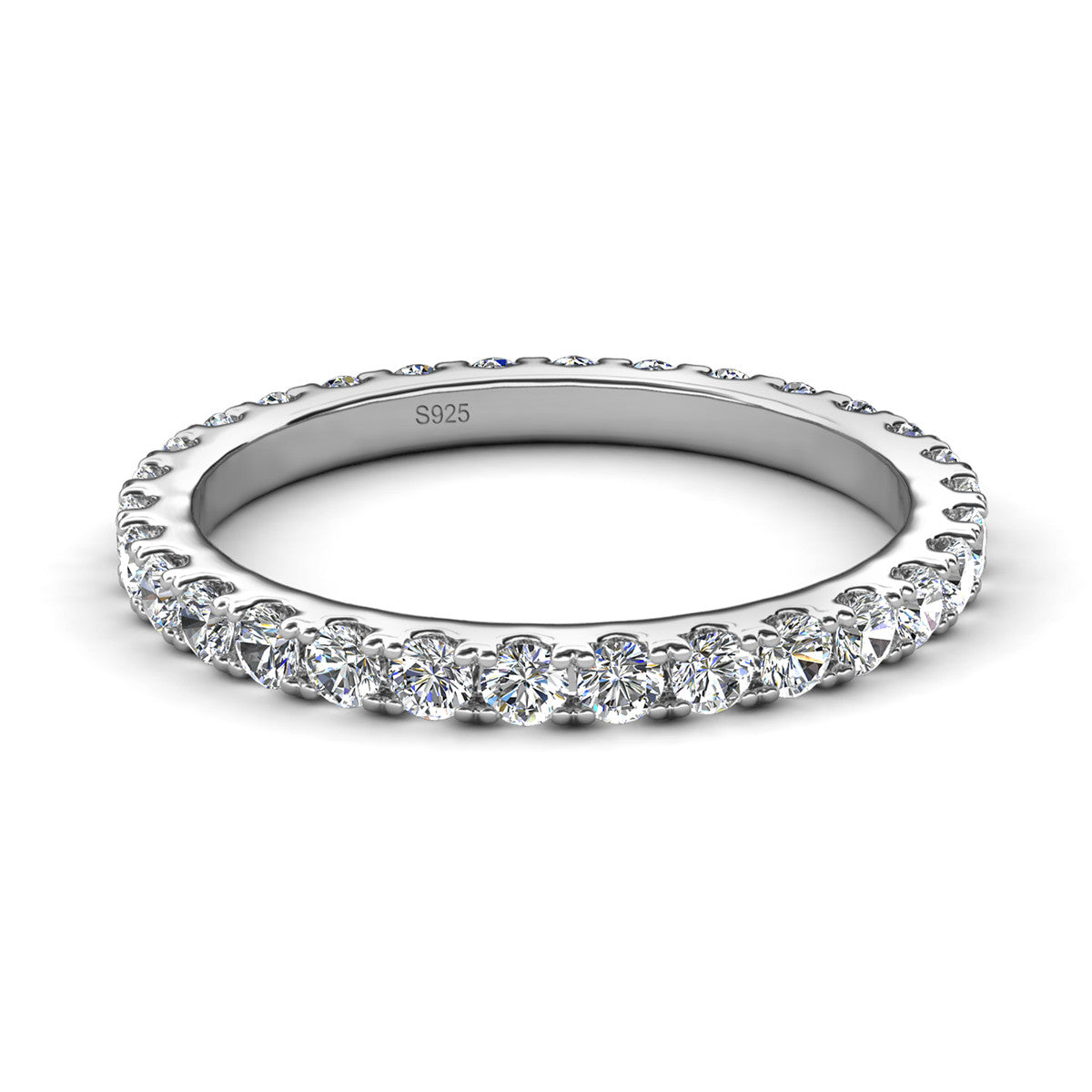 Moissanite by Cate & Chloe Sadie Sterling Silver Ring with Moissanite and 5A Cubic Zirconia Crystals