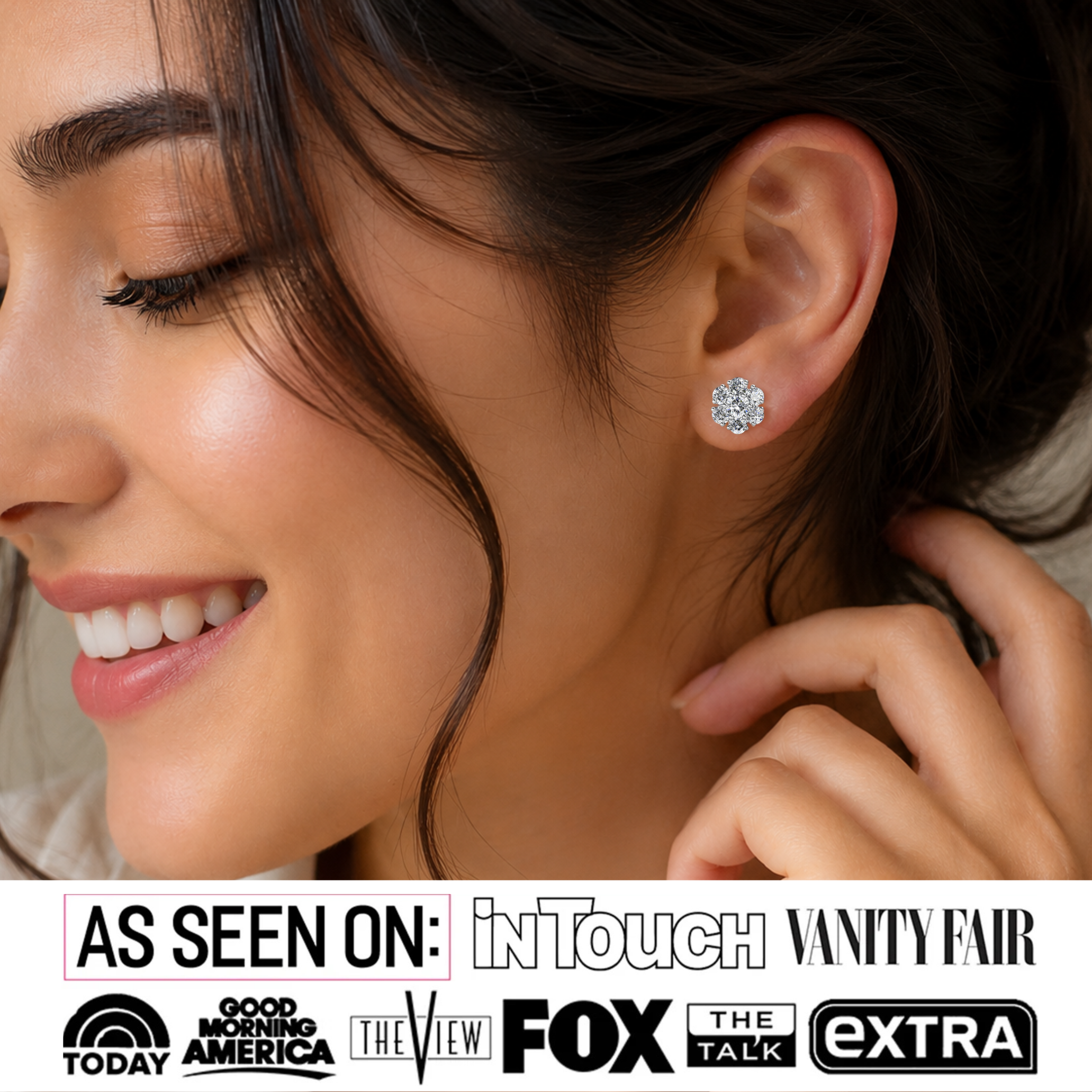 Maggie 18k White Gold Plated Flower Stud Earrings with Swarovski Crystals - FAB FAV