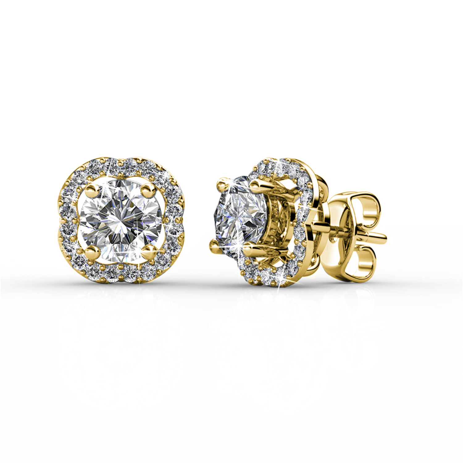 Haddie 18k White Gold Plated 2-in-1 Halo Stud Earrings with Swarovski Crystals