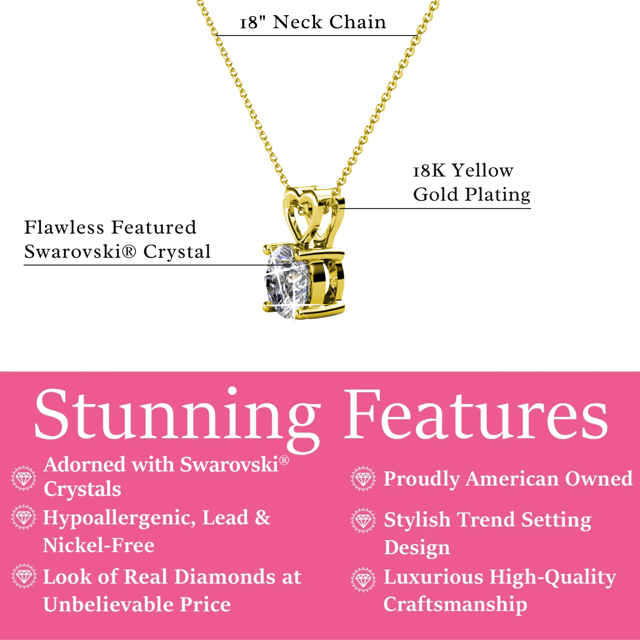 Marian“激情”18k 白金镀施华洛世奇吊坠项链