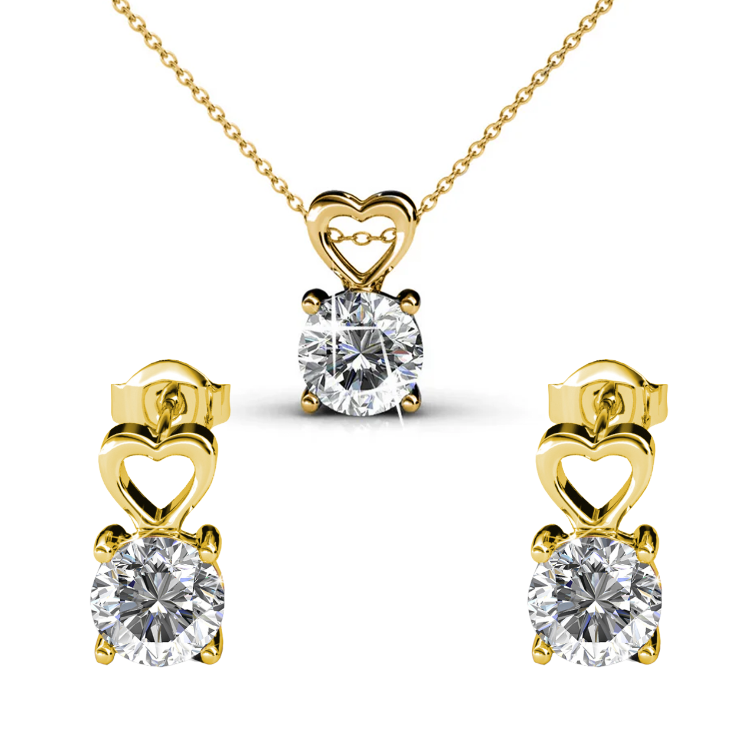 Marian 18k White Gold Necklace and Stud Earrings Jewelry Set with Swarovski Crystal