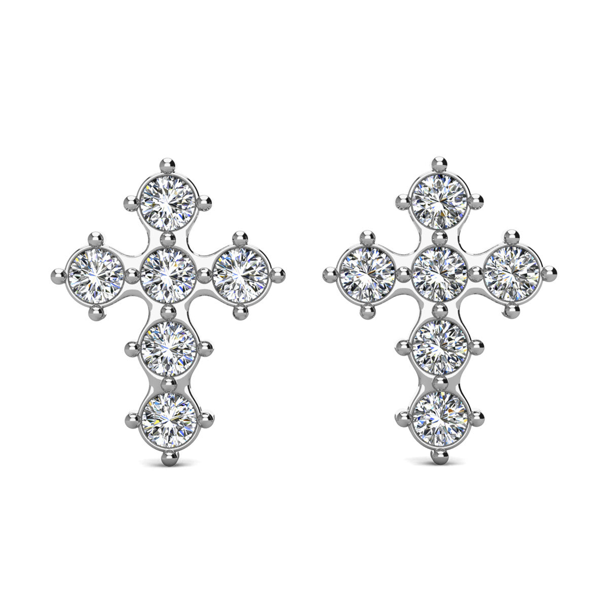 Marissa 18k White Gold Plated Cross Stud Earrings with Swarovski Crystals