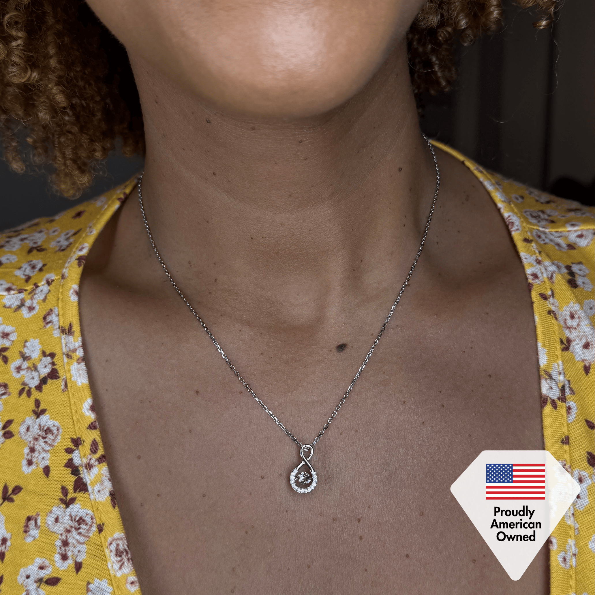 Martha 18k White Gold Plated Infinity Dancing Pendant Necklace with Swarovski Crystals