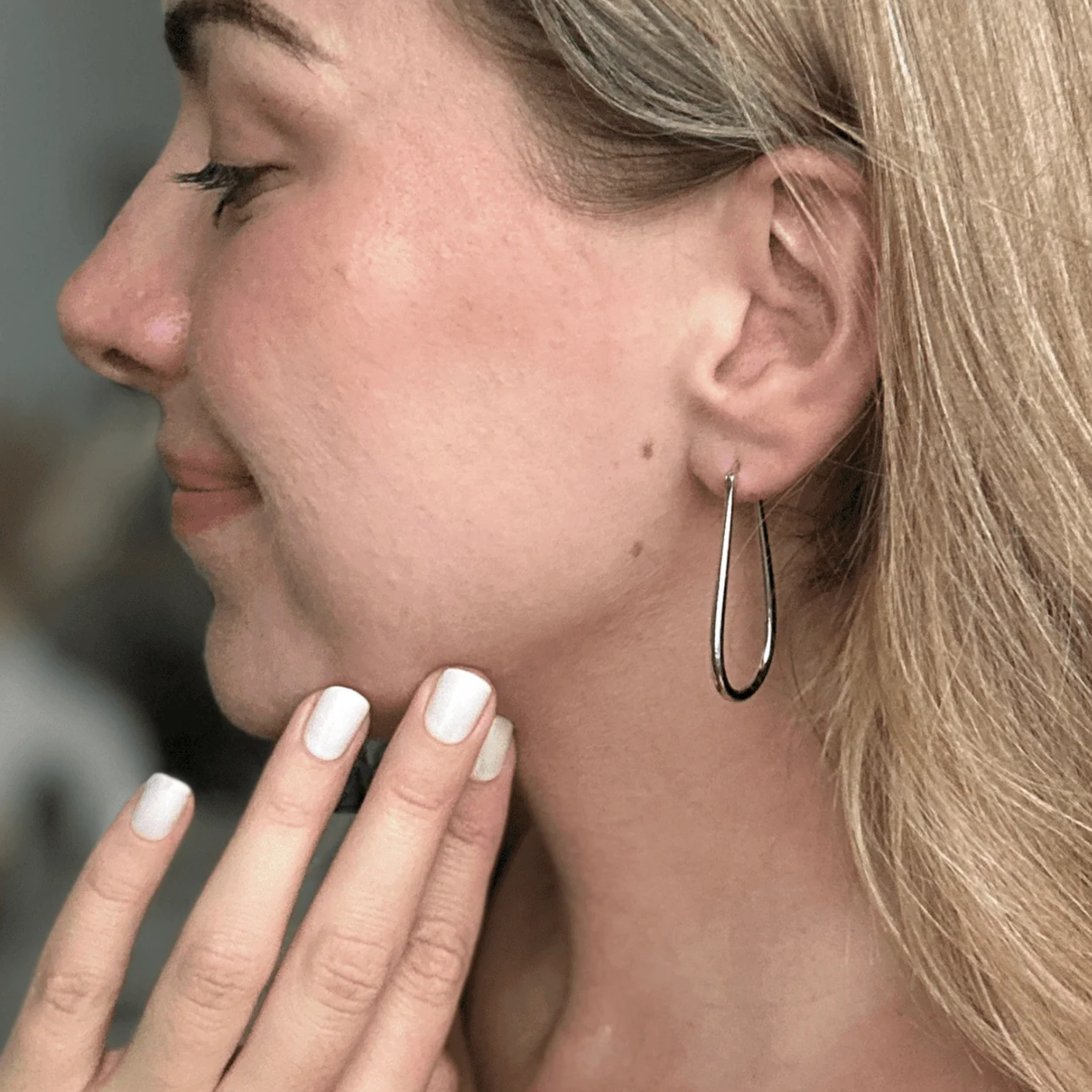 Beatrice 18k White Gold Plated 24mm U-Shaped Hoop Earrings - FAB FAV