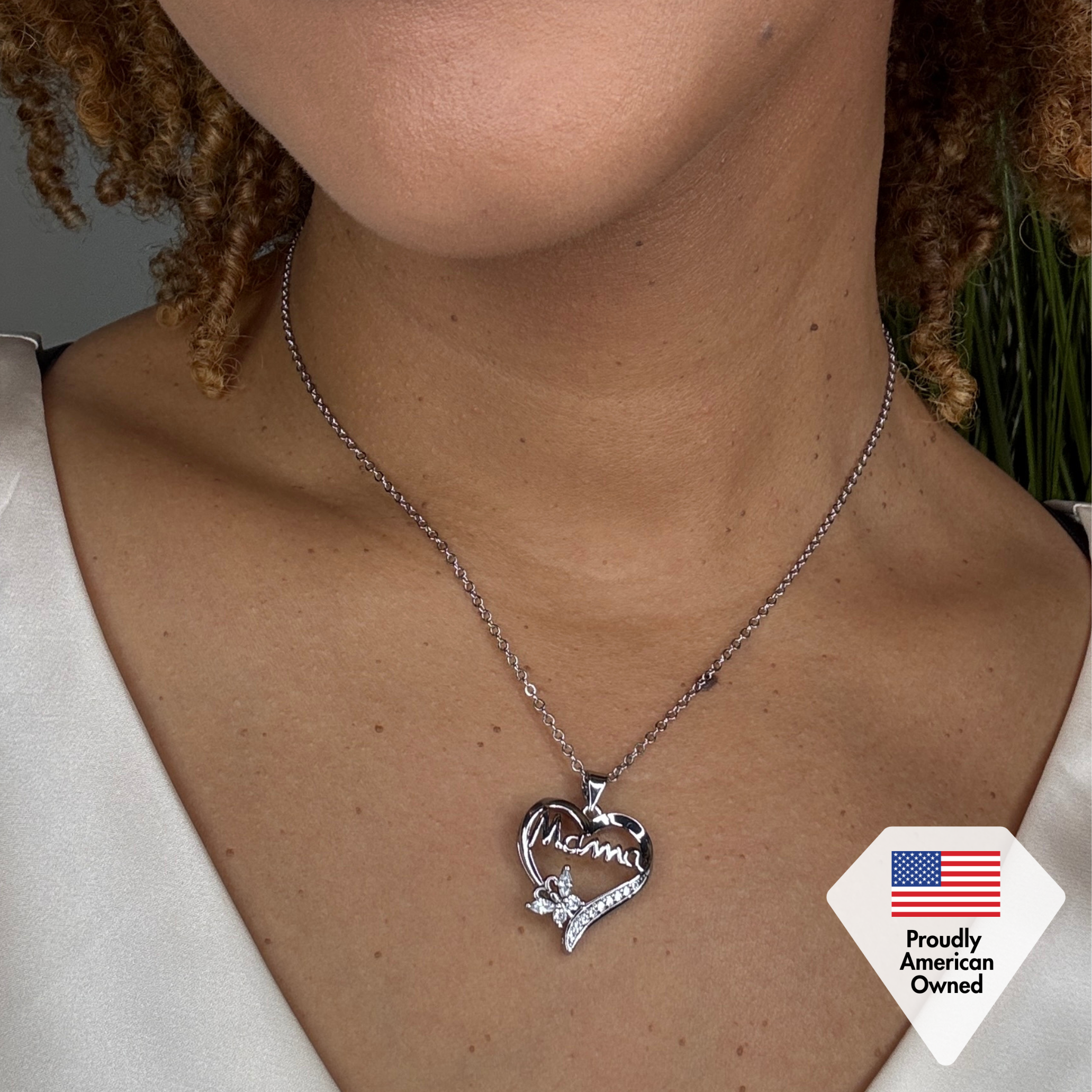 Mom 18k White Gold Plated Necklaces with Swarovski Crystals and Message Card