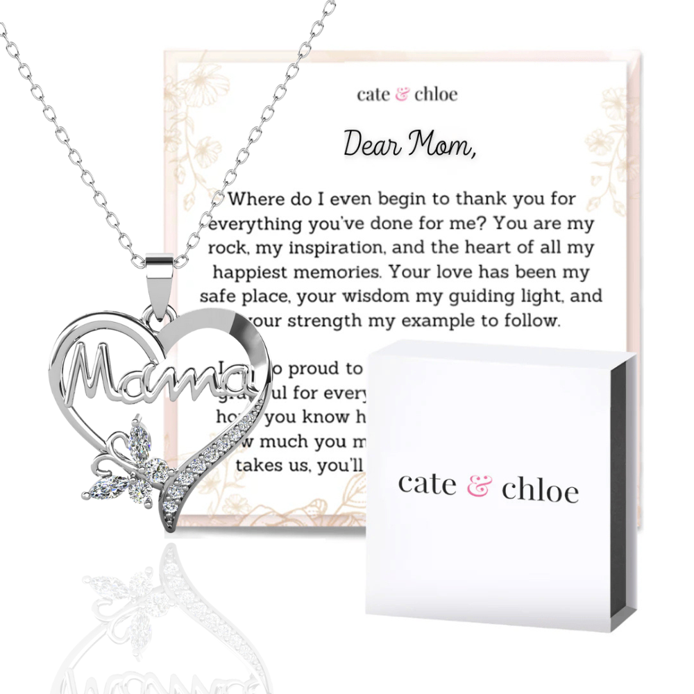 Mom 18k White Gold Plated Necklaces with Swarovski Crystals and Message Card
