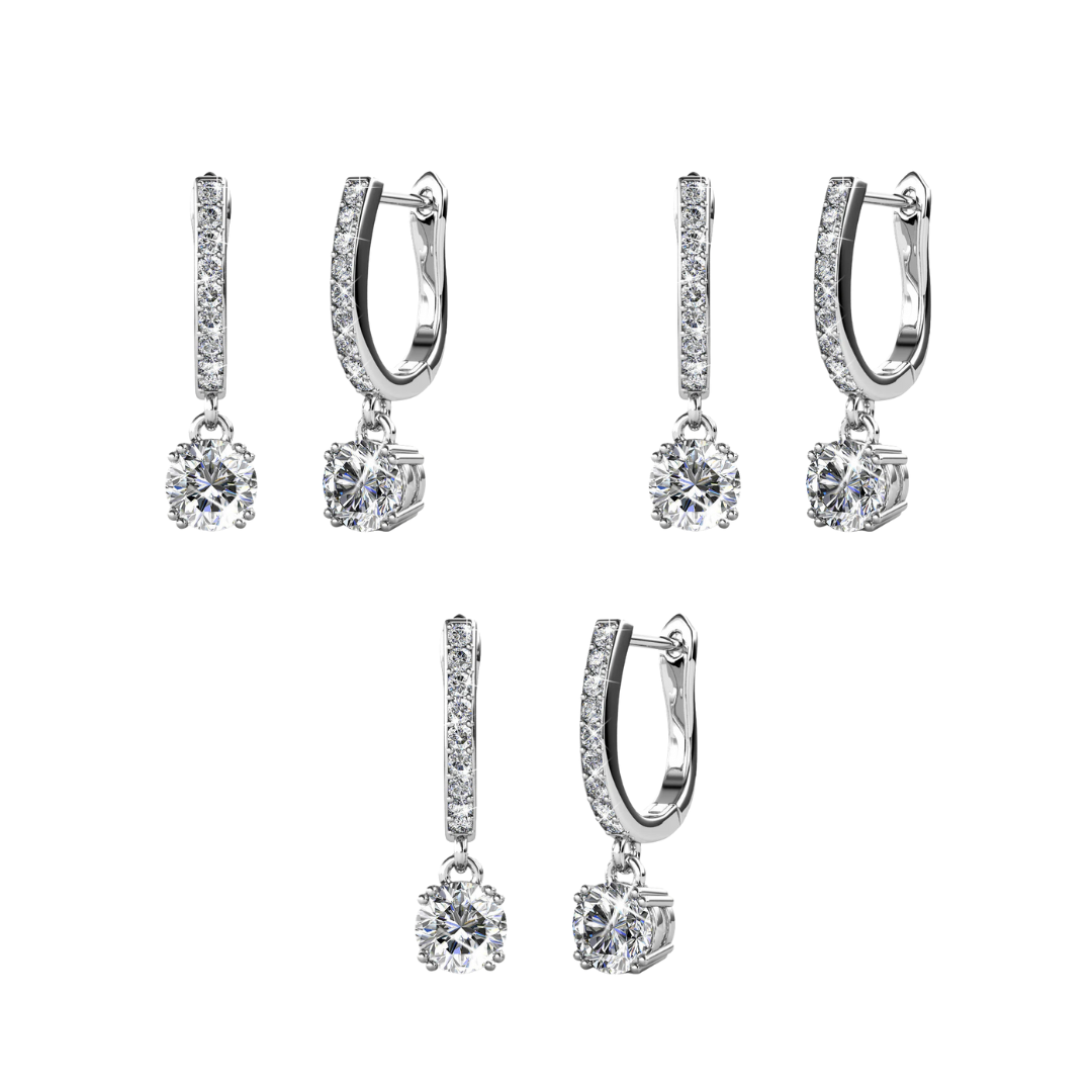 McKenzie 18k White Gold Plated Drop Dangle Earrings with Swarovski Crystals