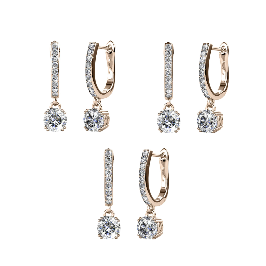 McKenzie 18k White Gold Plated Drop Dangle Earrings with Swarovski Crystals