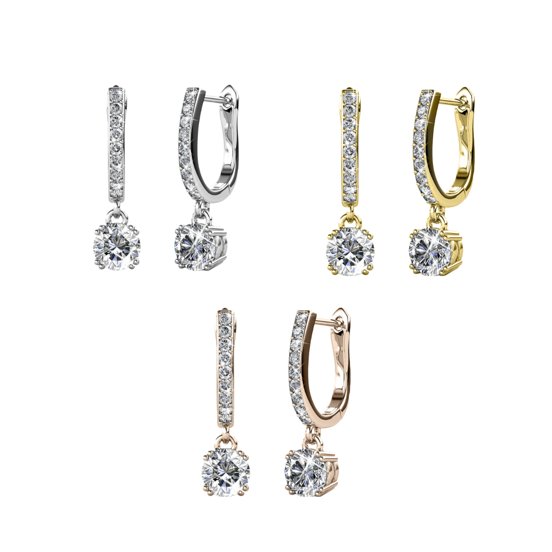 McKenzie 18k White Gold Plated Drop Dangle Earrings with Swarovski Crystals