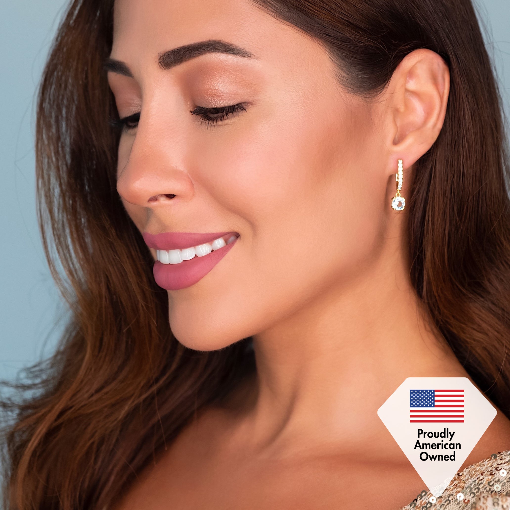 McKenzie 18k White Gold Plated Drop Dangle Earrings with Swarovski Crystals