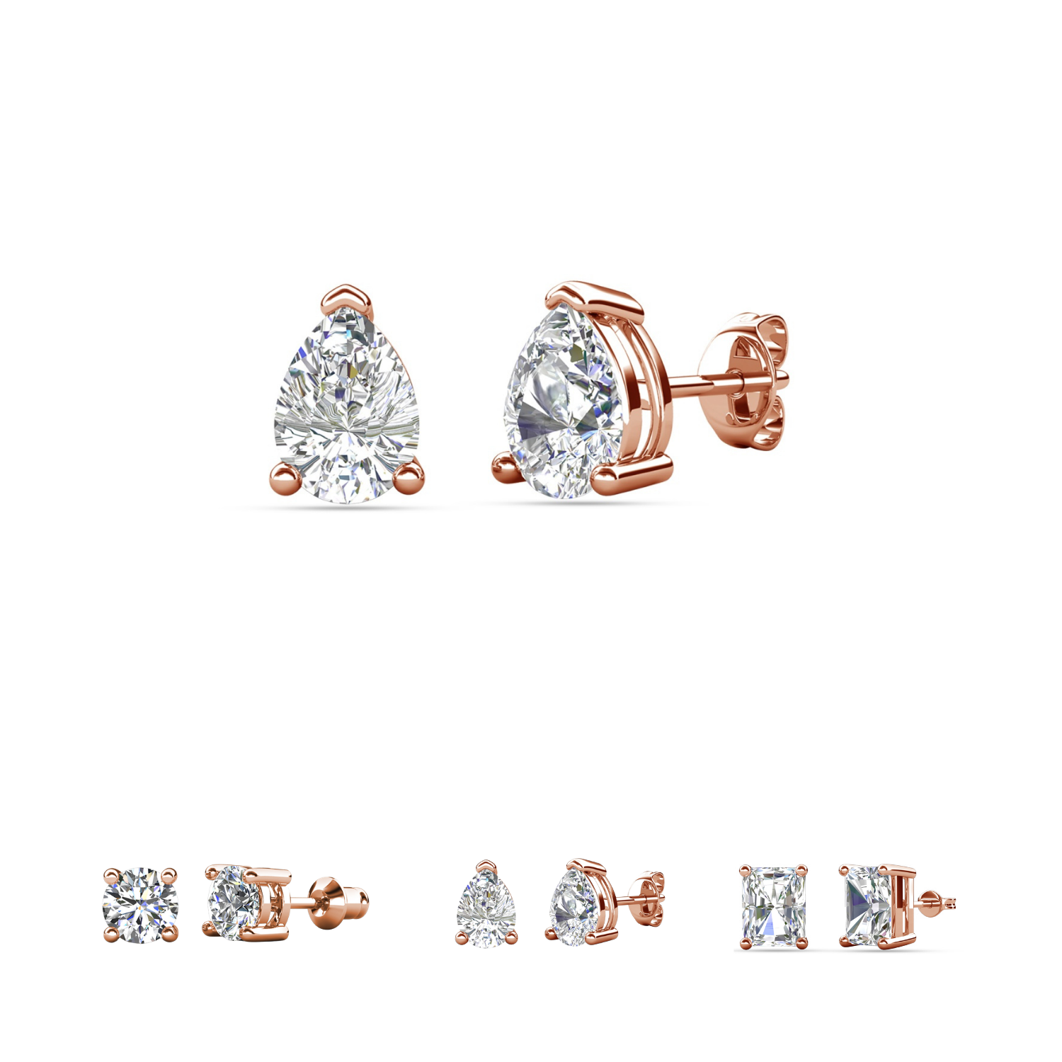 Pendientes Mia de plata de ley chapada en oro de 14 quilates con diamantes y cristales de imitación