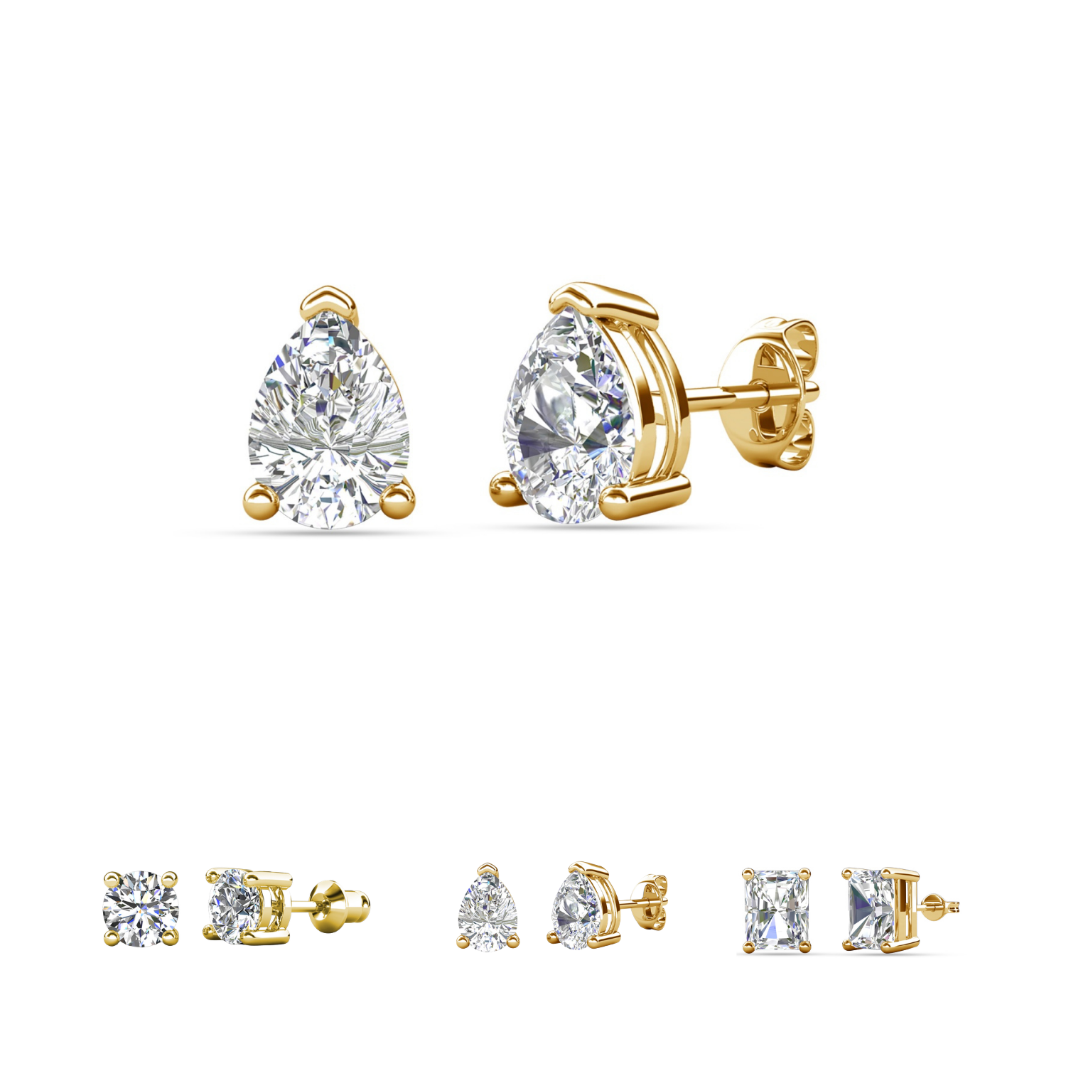 Pendientes Mia de plata de ley chapada en oro de 14 quilates con diamantes y cristales de imitación
