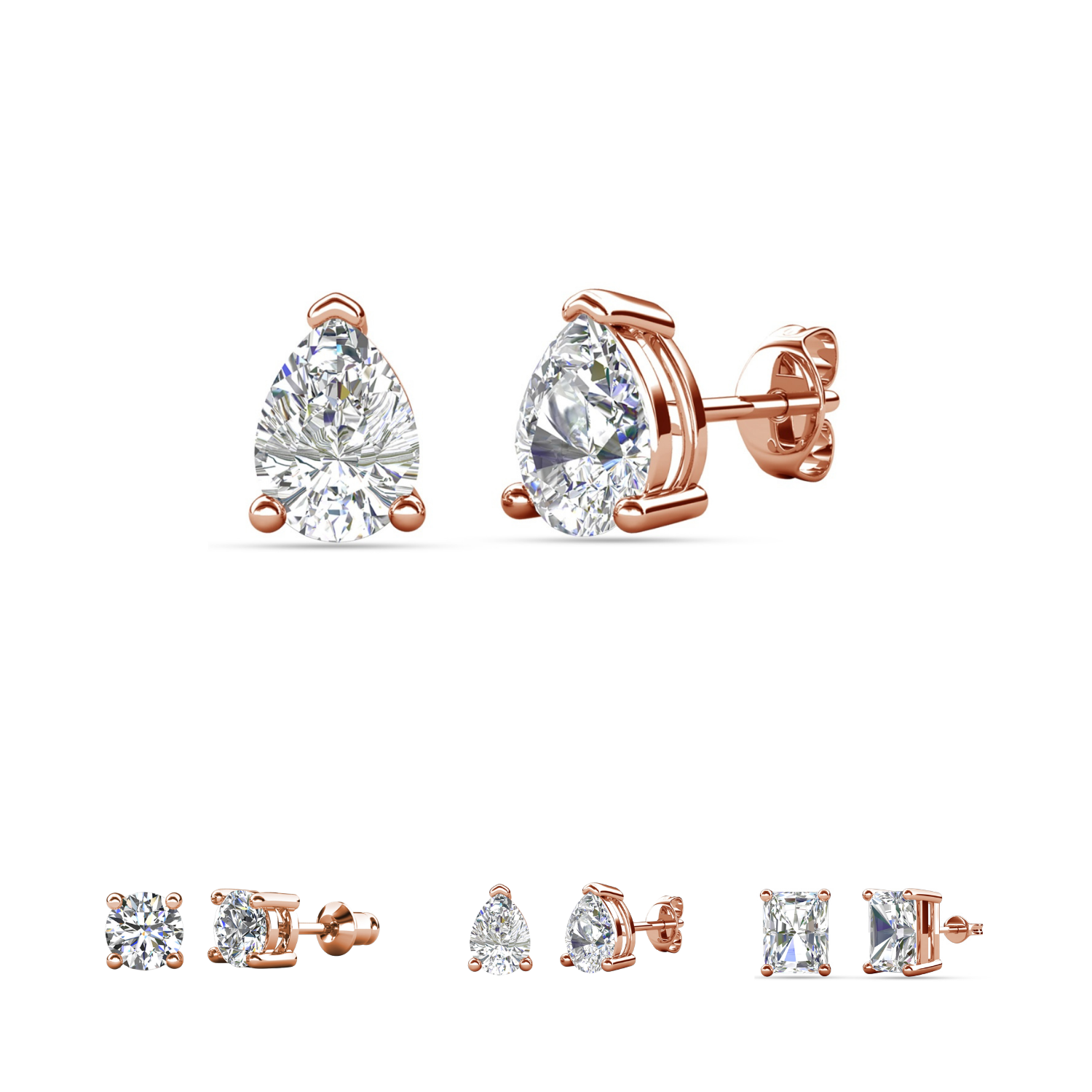 Pendientes Mia de plata de ley chapada en oro de 14 quilates con diamantes y cristales de imitación