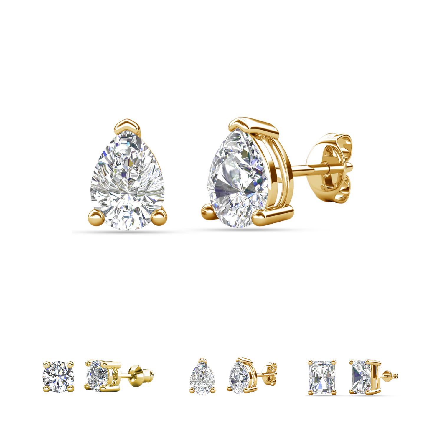 Pendientes Mia de plata de ley chapada en oro de 14 quilates con diamantes y cristales de imitación