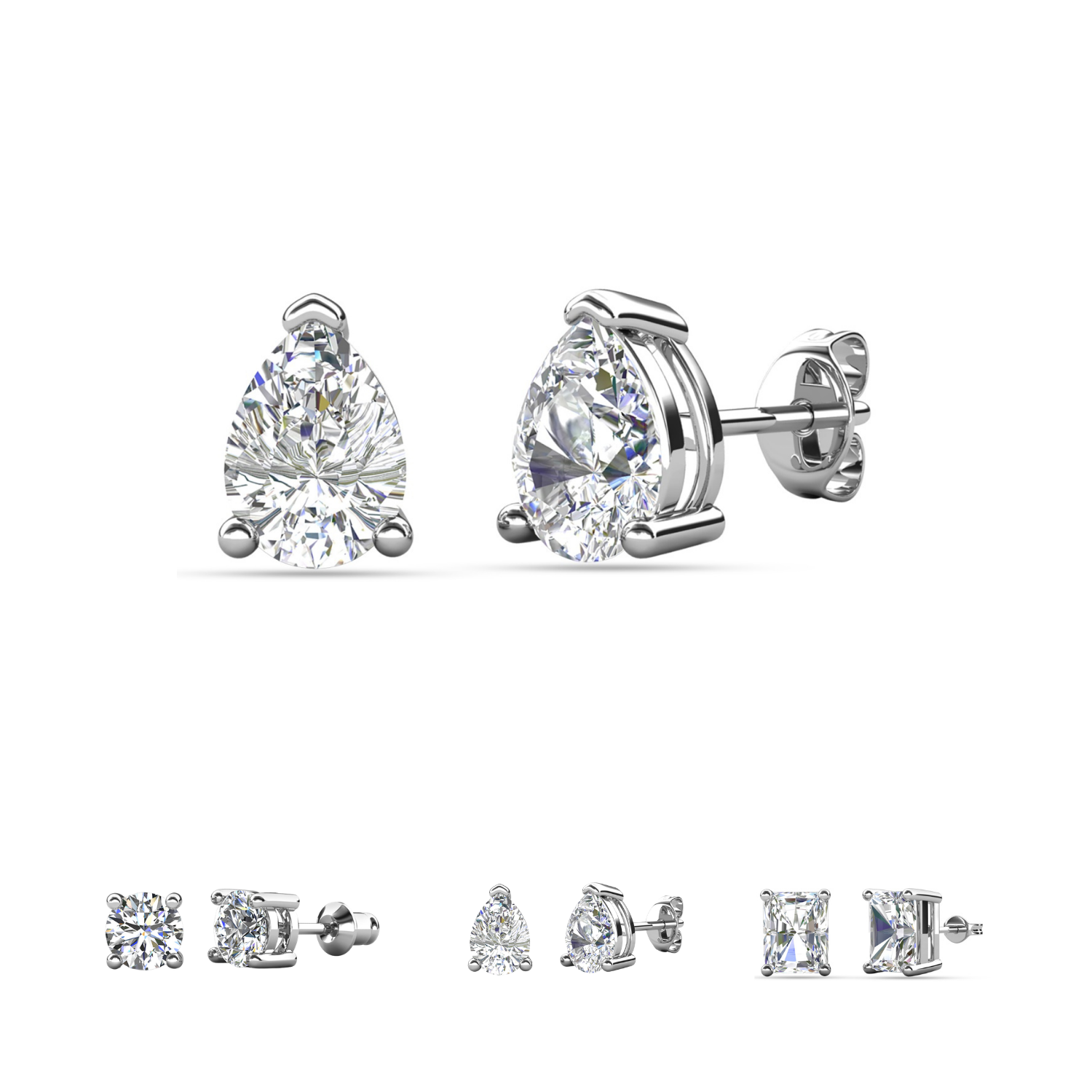 Pendientes Mia de plata de ley chapada en oro de 14 quilates con diamantes y cristales de imitación