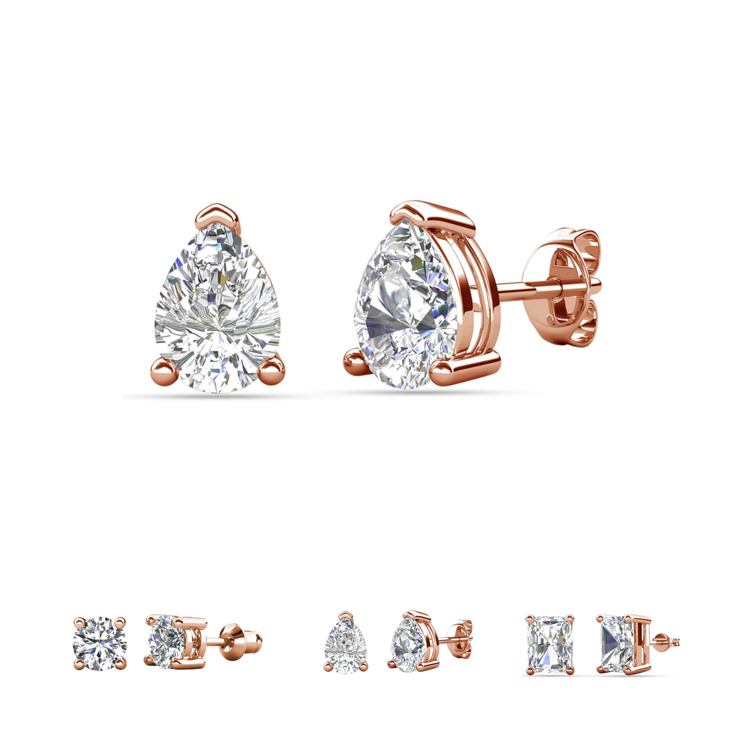 Pendientes Mia de plata de ley chapada en oro de 14 quilates con diamantes y cristales de imitación