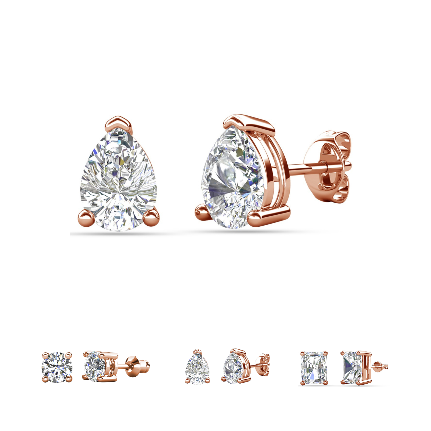 Pendientes Mia de plata de ley chapada en oro de 14 quilates con diamantes y cristales de imitación