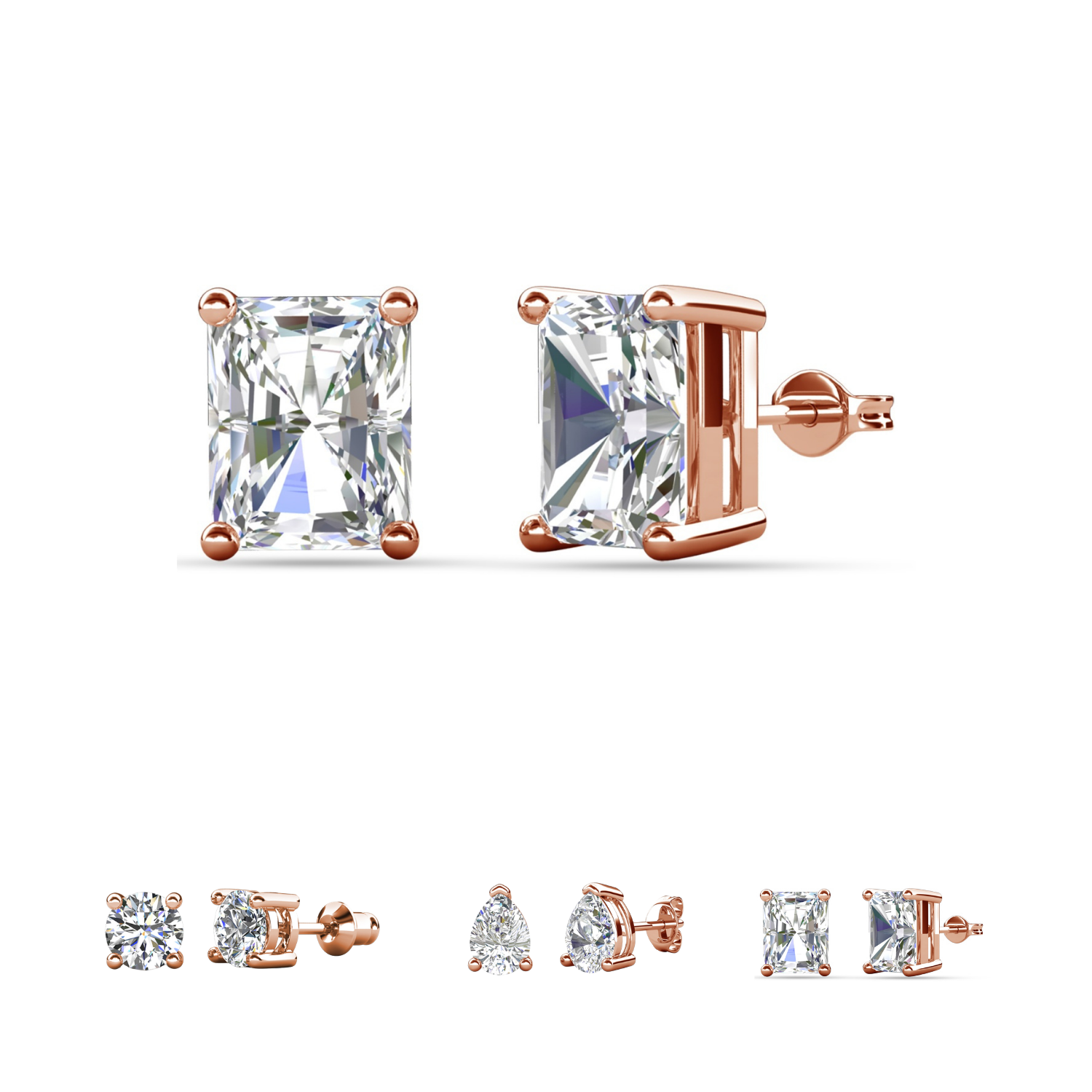 Pendientes Mia de plata de ley chapada en oro de 14 quilates con diamantes y cristales de imitación