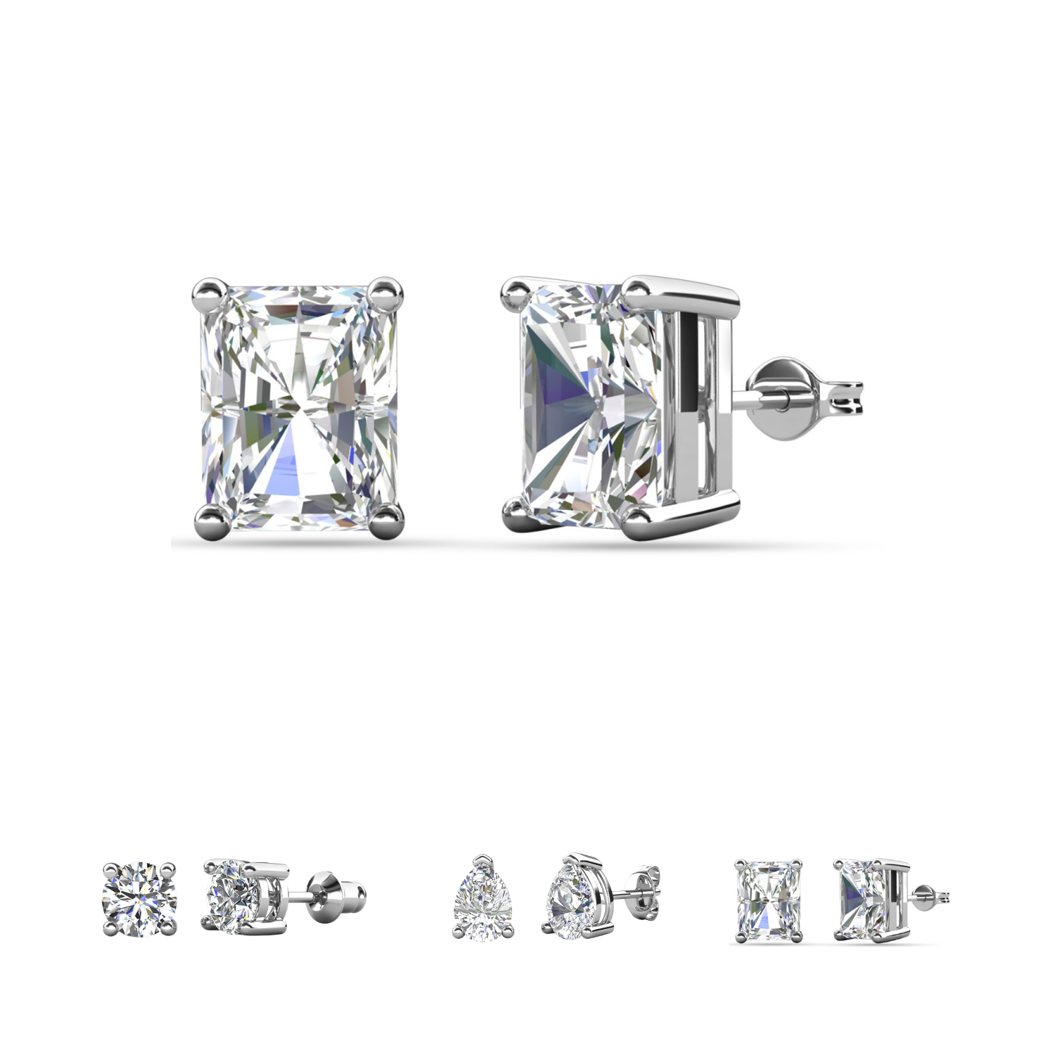Pendientes Mia de plata de ley chapada en oro de 14 quilates con diamantes y cristales de imitación