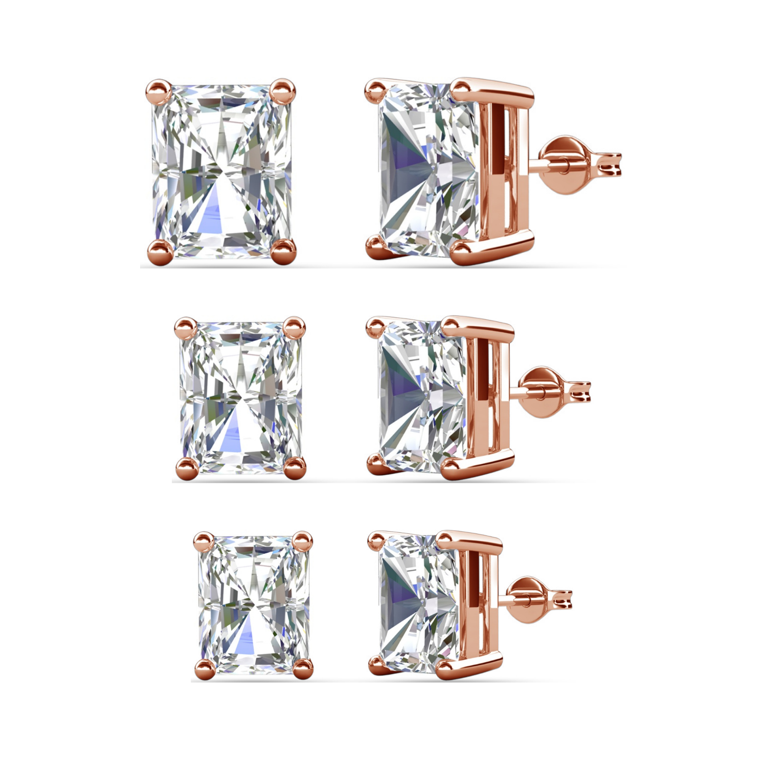 Mia 18k White Gold Plated Sterling Silver Stud Earrings with Simulated Diamond Crystals